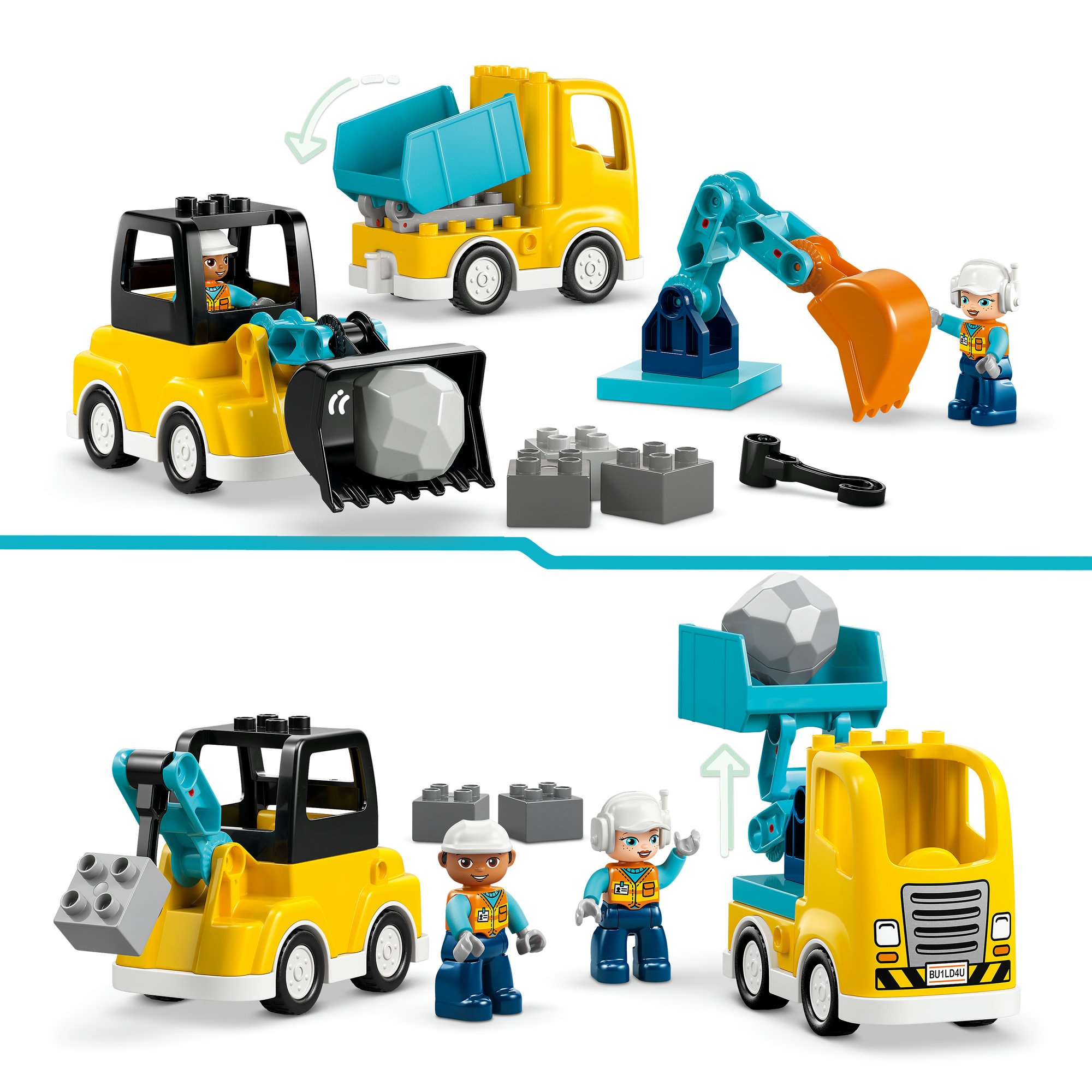 LEGO® Konstruktionsspielsteine »Baufahrzeuge – 3-in-1-Set (10475), LEGO DUPLO Town« Made in Europe
