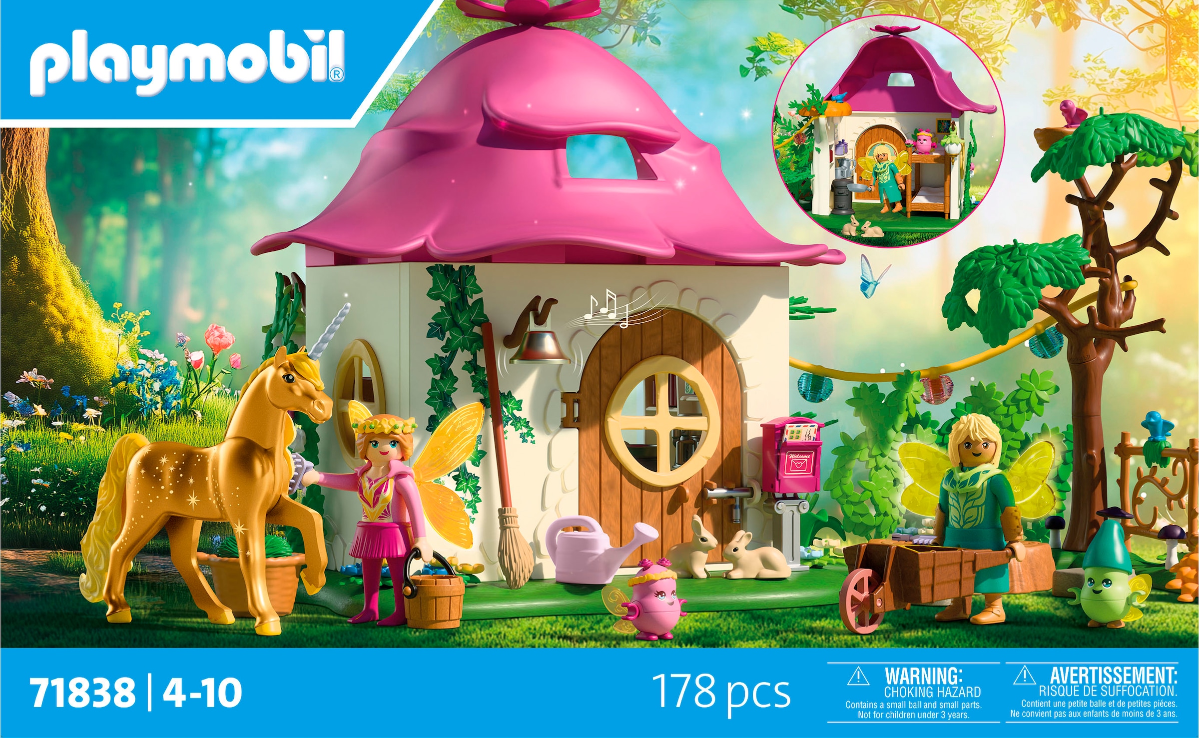 Playmobil® Konstruktions-Spielset »Gemütliches Feenzuhause mit Goldeinhorn und Stall (71838)« Princess Magic; Made in Germany
