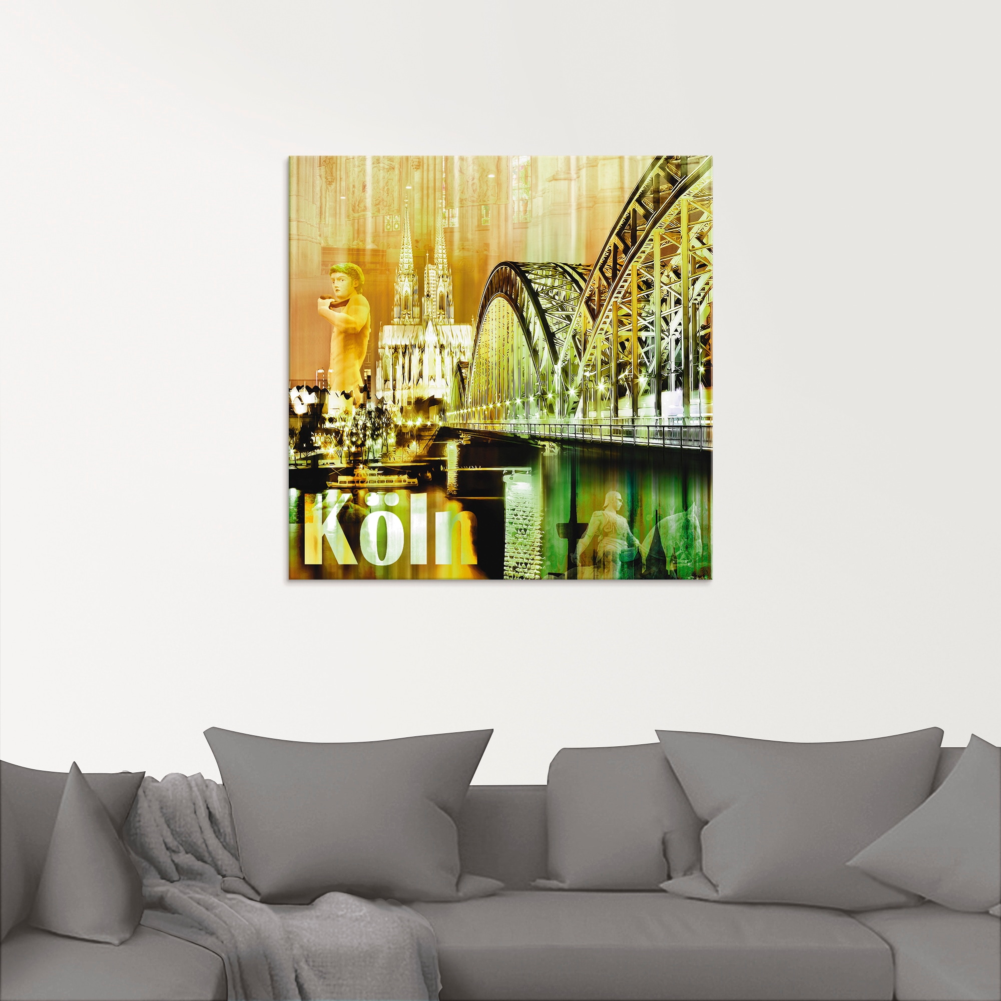Artland Glasbild »Köln Skyline Abstrakte Collage II«, Gebäude, (1 St.), in verschiedenen Größen