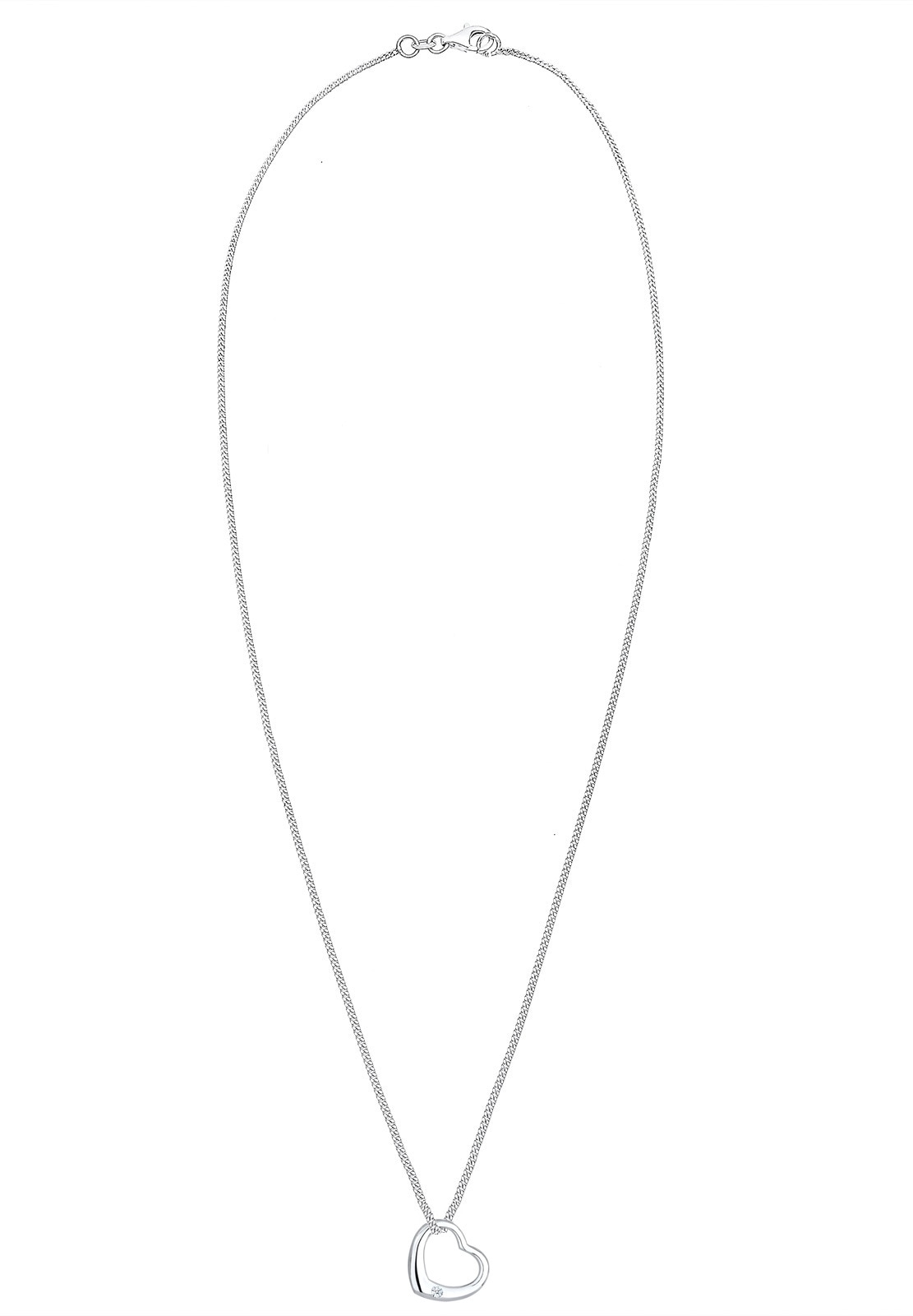 Elli DIAMONDS Silberkette »Halskette Herz Liebe Romantik Diamant (0.03 ct.) 925 Silber«