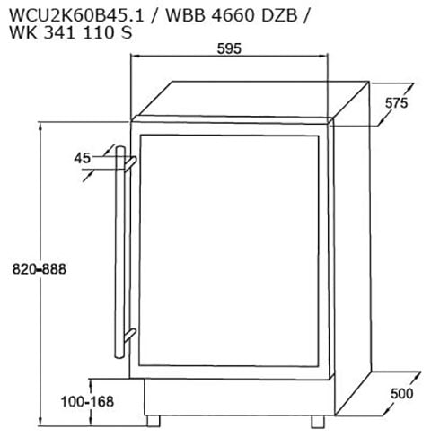 Amica Weinkühlschrank »WK 341 110-1 S / WBB 4661 ADB«, für 45 Standardflaschen á 0,75l, Standkühlschrank