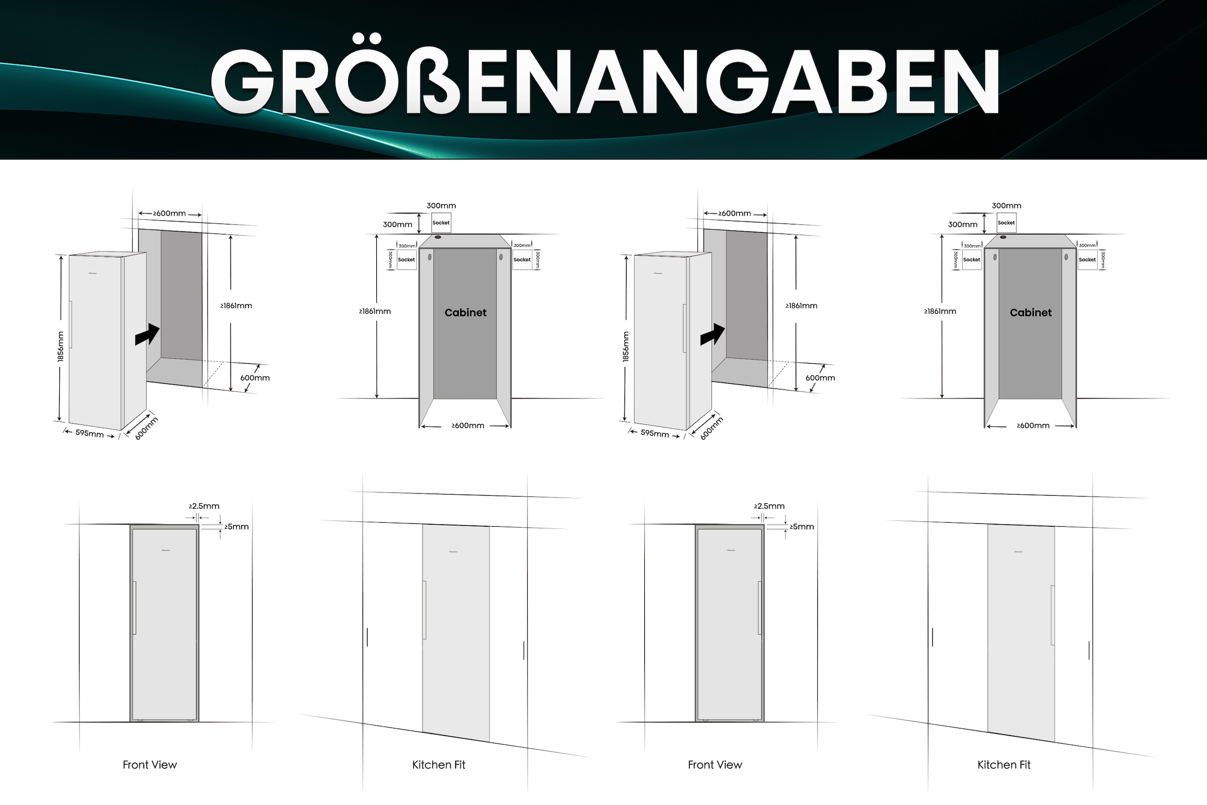 Hisense Gefrierschrank »FT5K310GSFC1« 185,6 cm hoch 59,5 cm breit KitchenFit