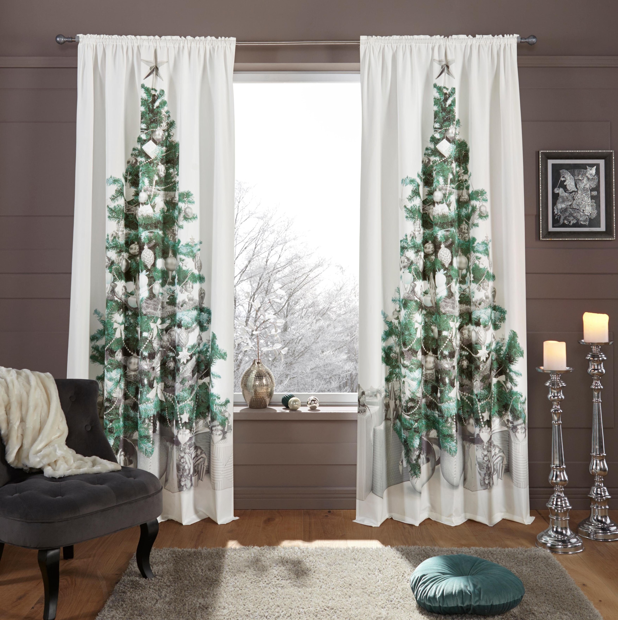 my home Vorhang »Xmas Tree«, (1 St.), Weihnachtlich mit Weihnachtsdeko HxB: 230x140, mit Tannenbaum bedruckt