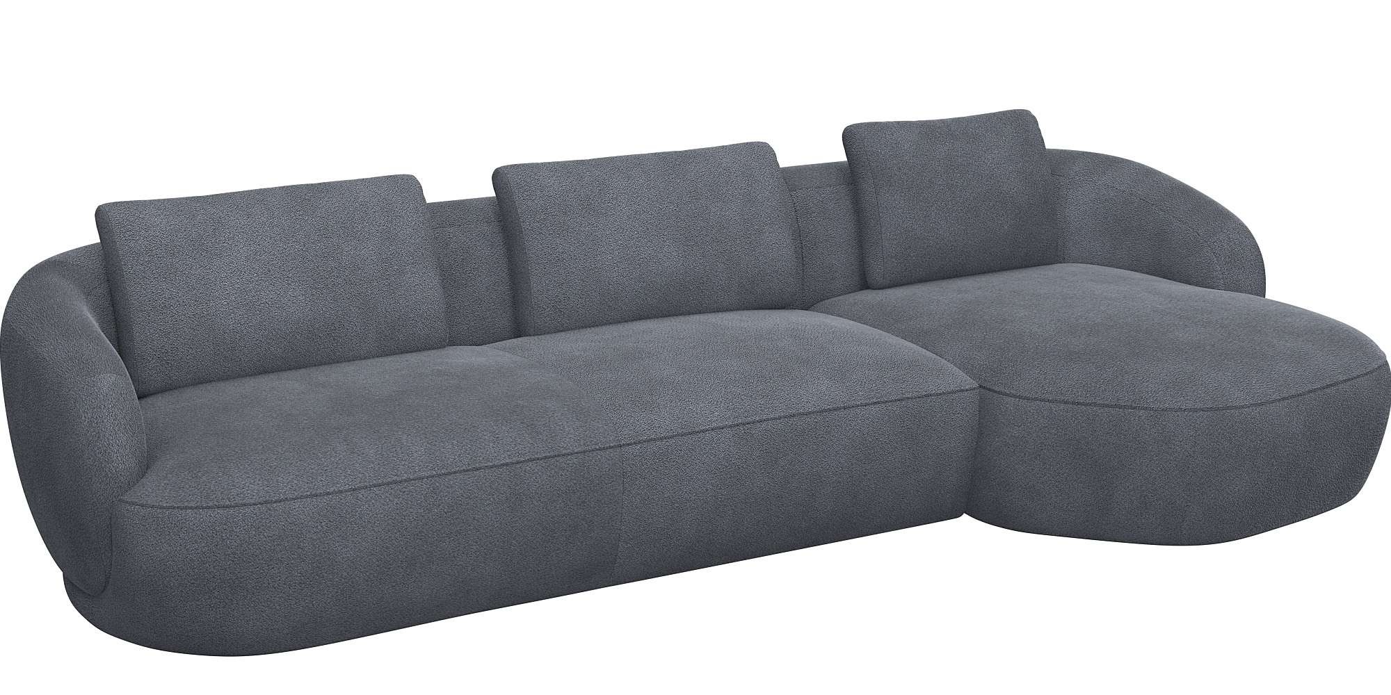 FLEXLUX Wohnlandschaft »Torino, rund, L-Form, Sofa-Ecke mit Recamiere, Longchair-Sofa«, Modernes, organisches Sofa-Design, Kaltschaum, Wellenunterfederung