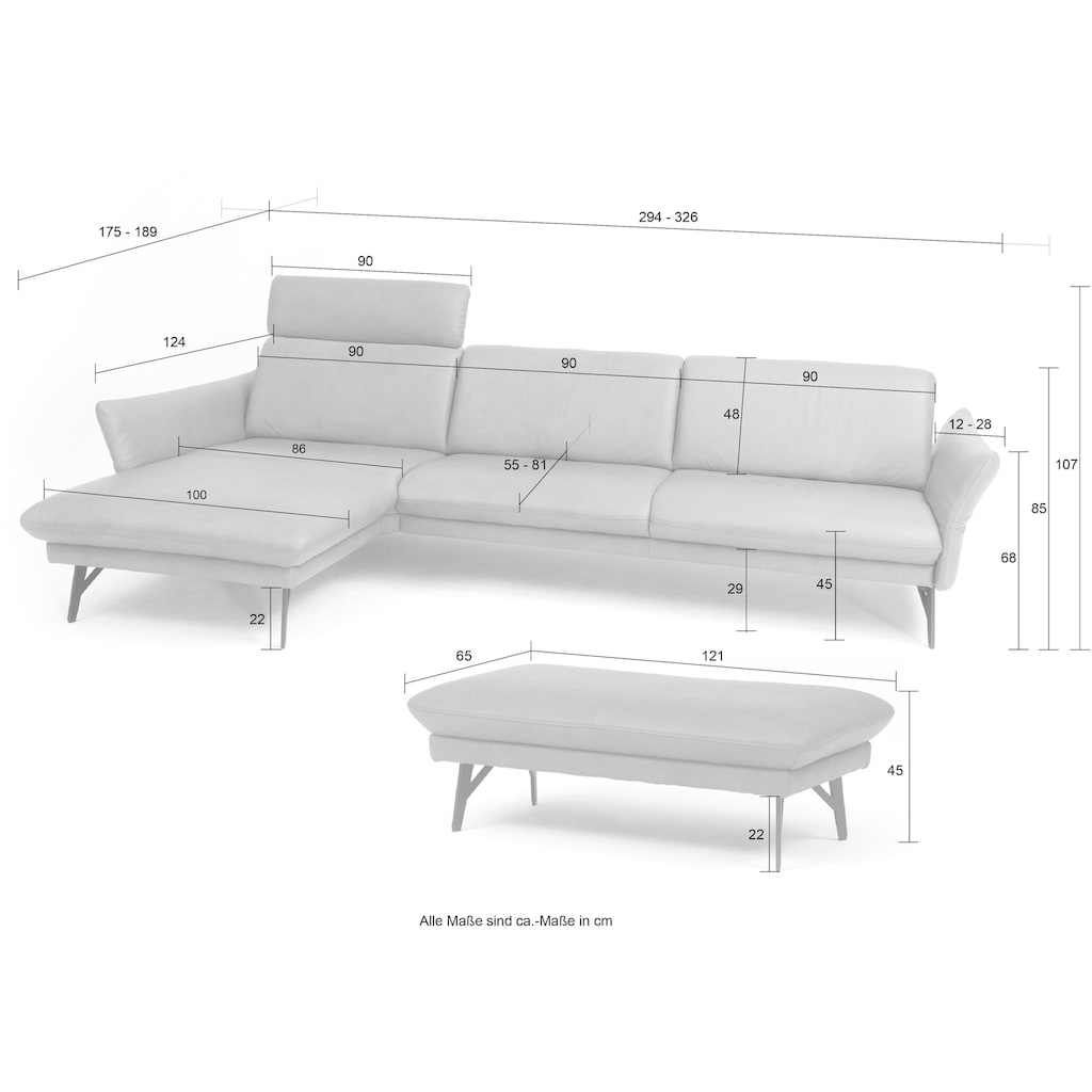 himolla Ecksofa »1928«, (Sofa mit oder ohne Hocker auswählen!)