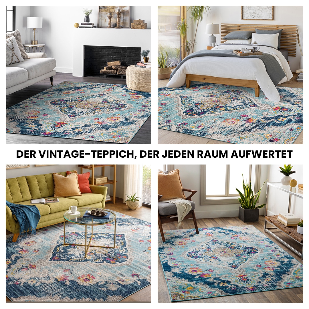 Livabliss Teppich »Traditional«, rund, 10 mm Höhe, Vintage Orientteppich, Kurzflor Boho Wohnzimmerteppich, Läufer