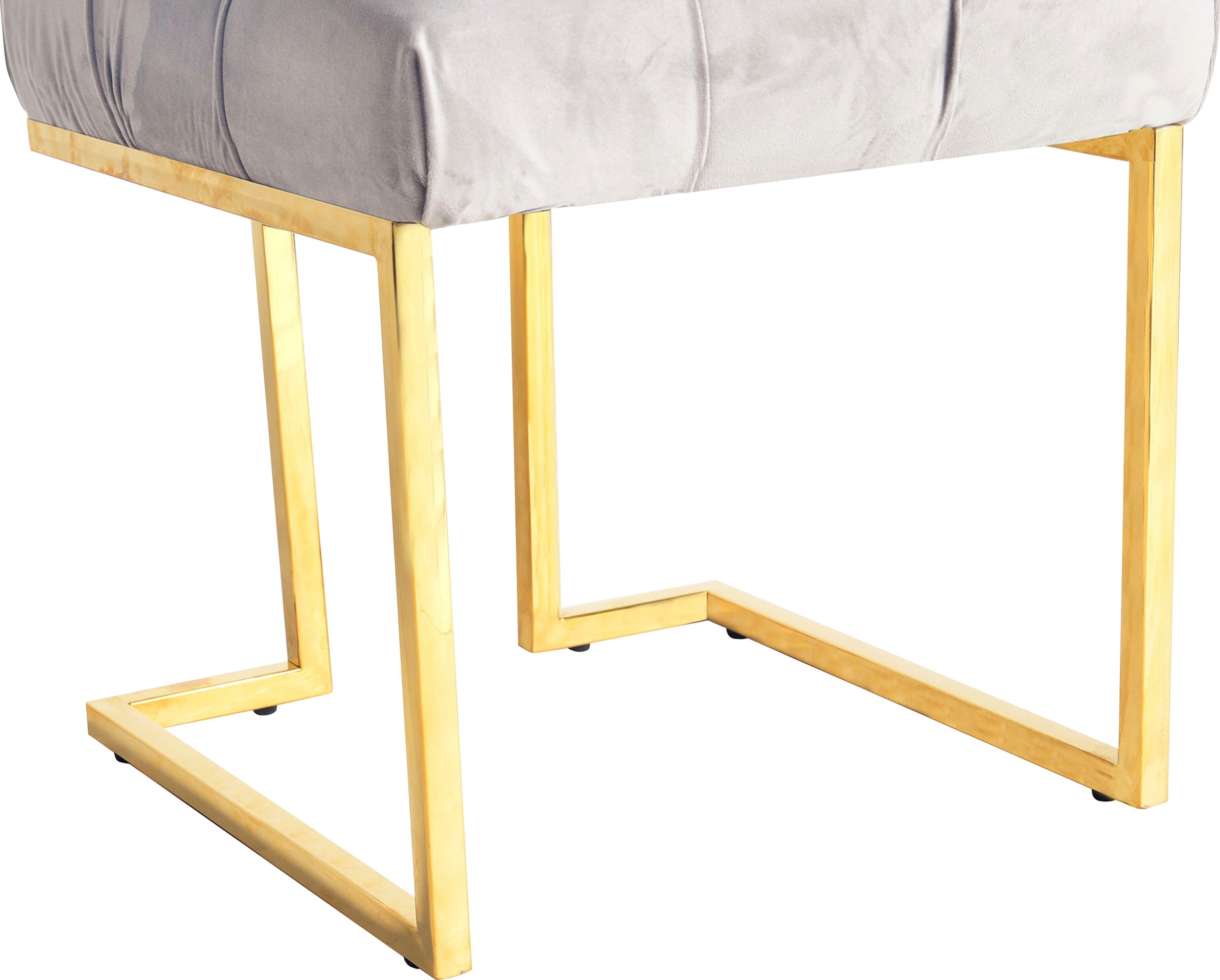 Kayoom Sitzhocker »Hocker Rare, Edler Touch durch goldenes Gestell«, (1 St.), eckig, samtweich, gesteppt, mit Zierknöpfen, Edelstahlgestell