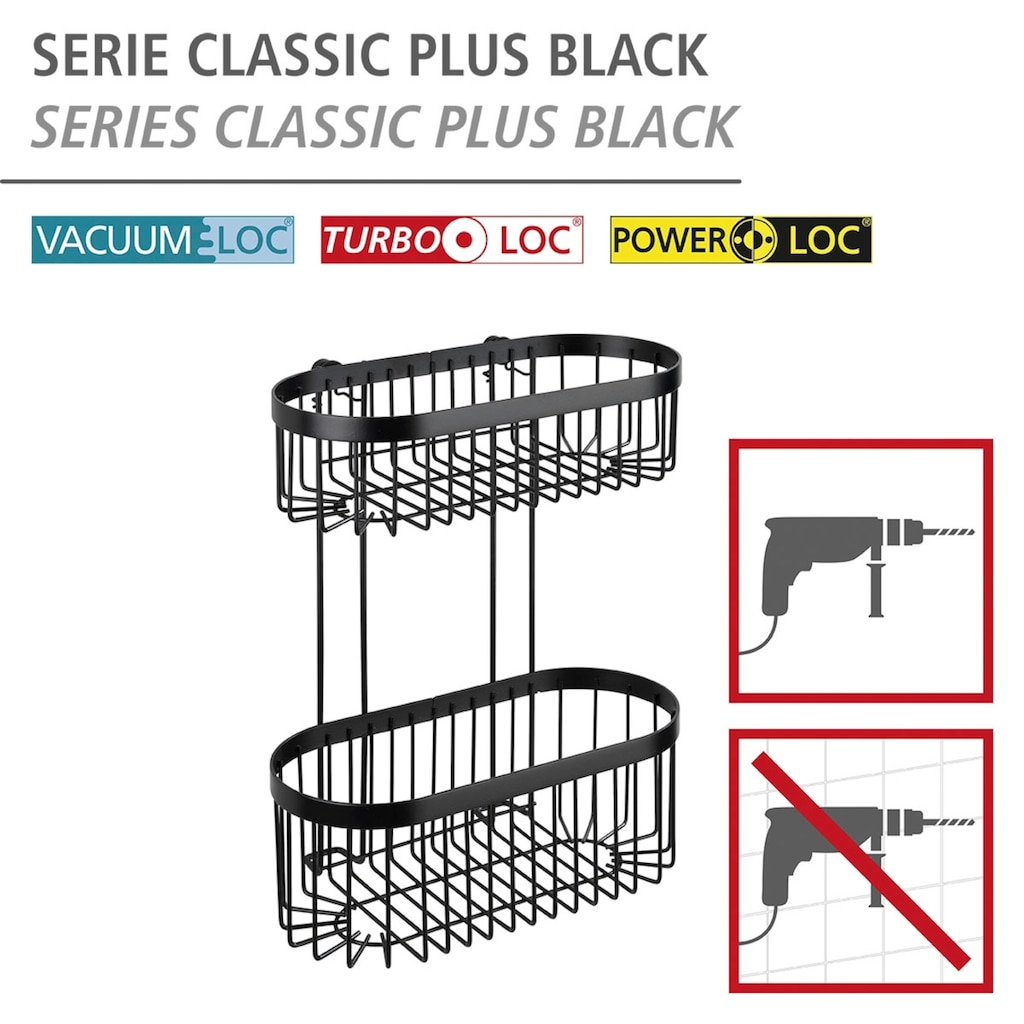 WENKO Wandregal »Classic Plus Black«, 2 Etagen