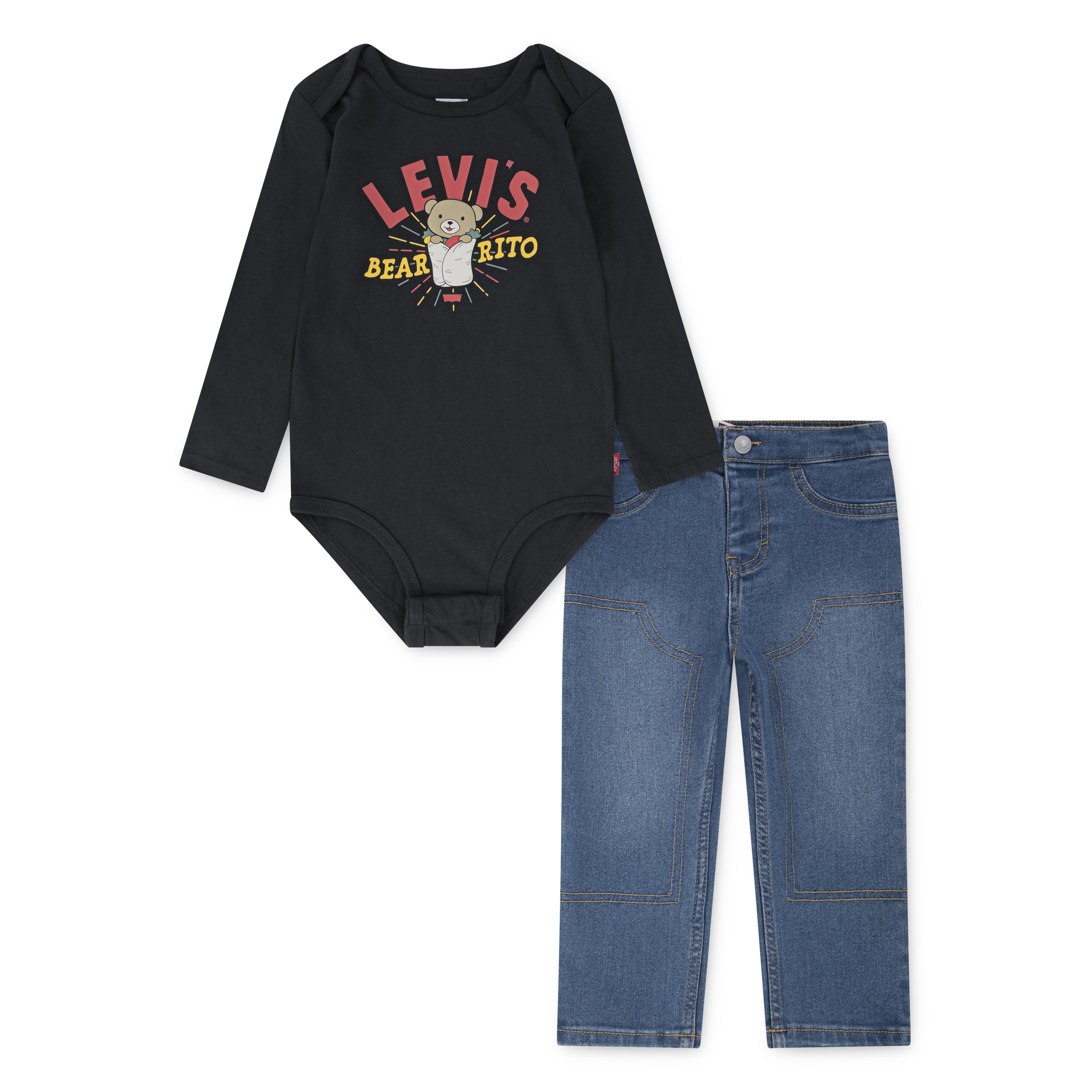 Levis Kids Body & Hose "LVB BEARRITO DENIM SET" Set, 2 Stk. mit lustigem Print