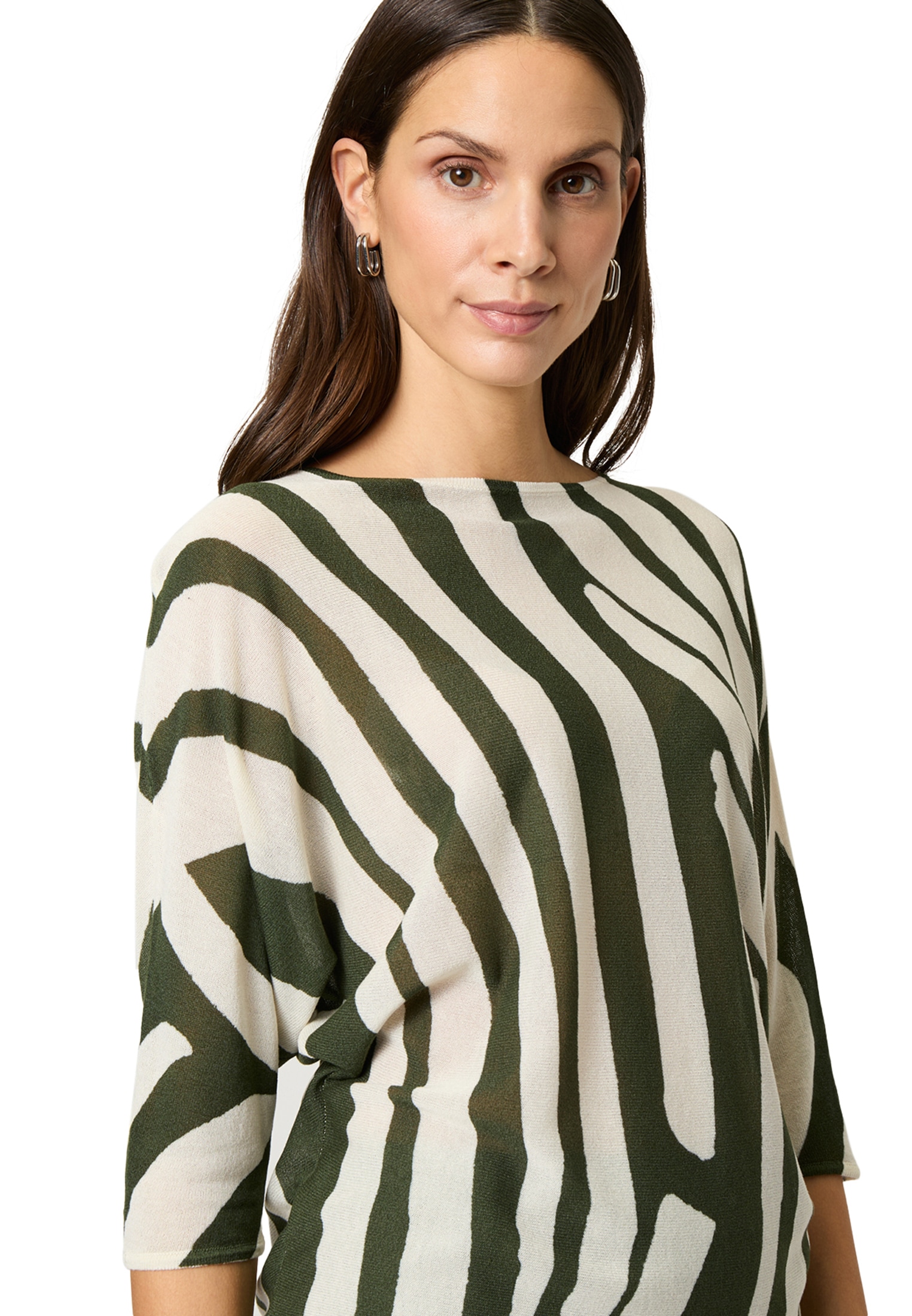 Zero Rundhalspullover »Oversized-Strickpullover mit Print«