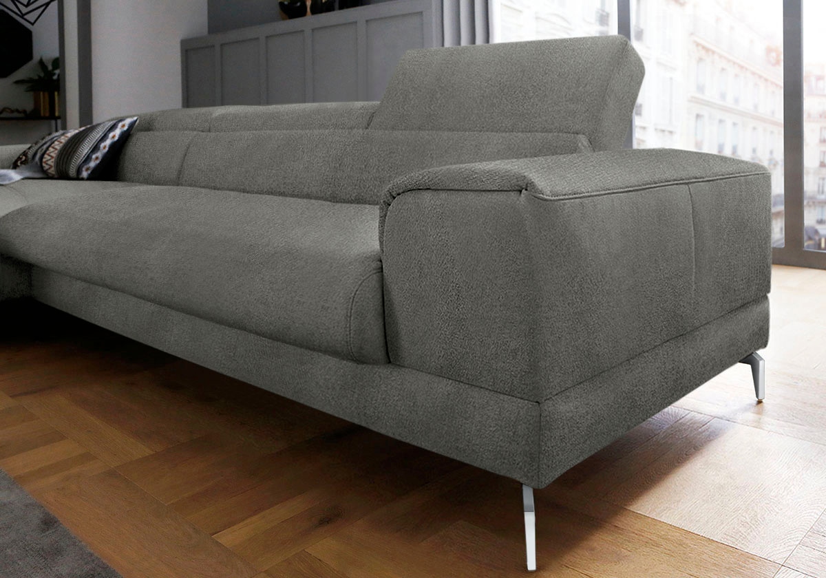 W.SCHILLIG Ecksofa »piedroo, Designsofa mit tollem Sitzkomfort, elegant und bequem, L-Form« Kopfteilverstellung, wahlweise mit Sitztiefenverstellung, Breite 343cm