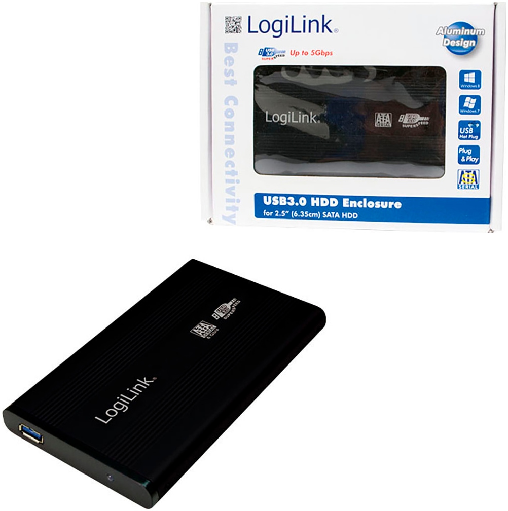 LogiLink HDD-Festplatte »Super Speed USB 3.0 Aluminium-Gehäuse für 2,5'' SATA HDD«, 2,5 Zoll,...