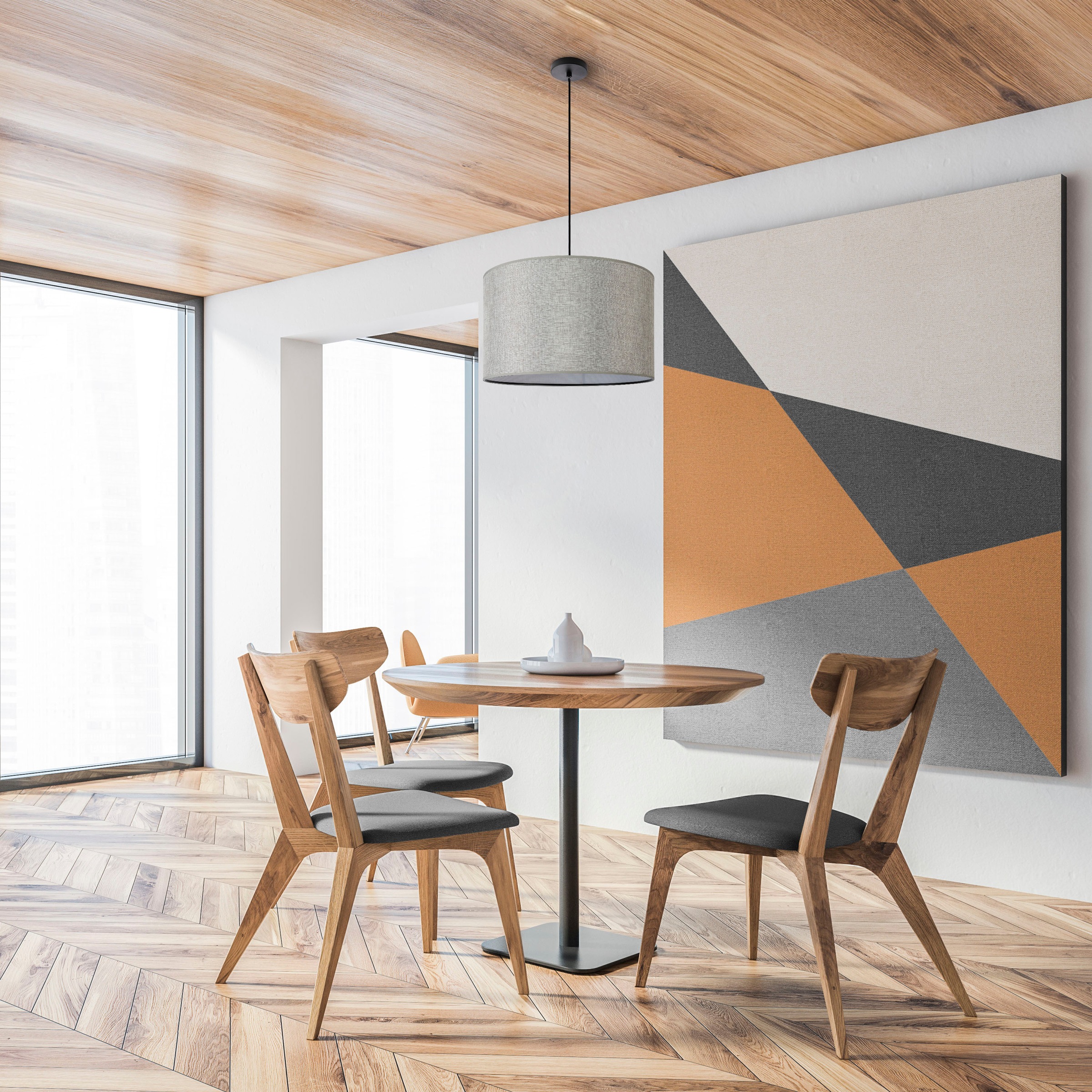 Paco Home Pendelleuchte »HUGO CANVAS UNI COLOR«, Leuchtmittel E27 | ohne Leuchtmittel, Wohnzimmer Stoff Lampenschirm Skandinavisch Uni Pendelleuchte Modern