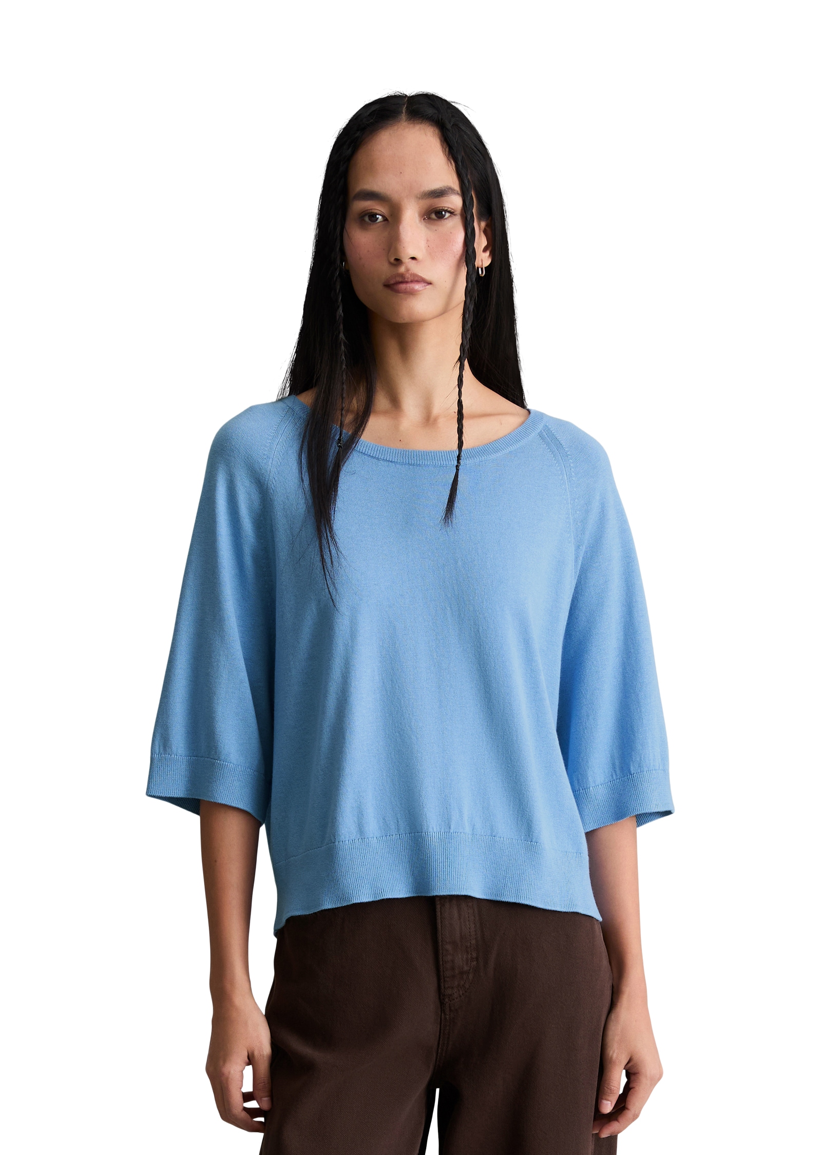 Marc O'Polo DENIM Kurzarmpullover relaxed aus weichem Organic-Cotton-Modal-Mix