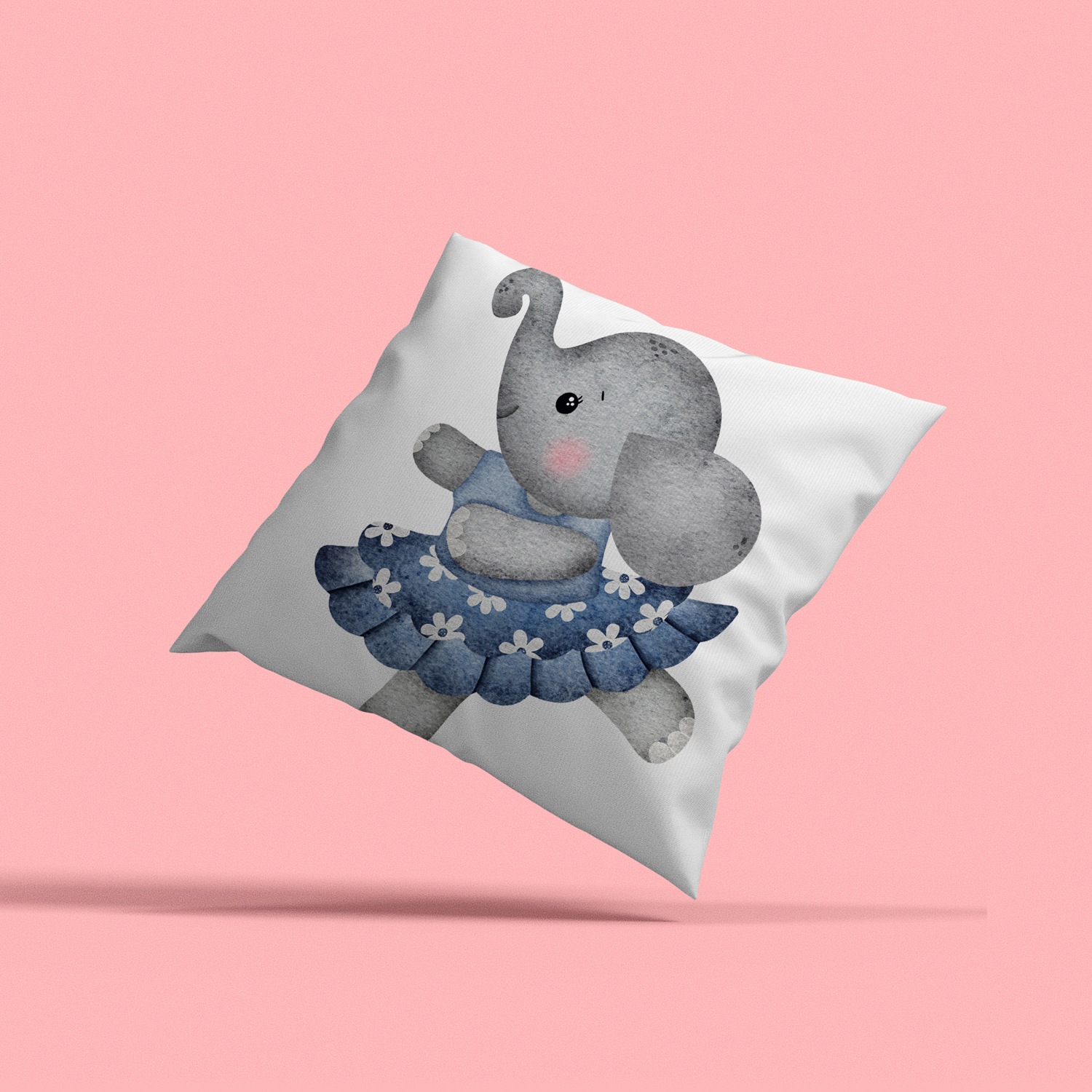 queence Dekokissen »Elefant mit Blumenkleid«, Kissenhülle mit HD Premium Druck, geruchsneutral, 40x40cm