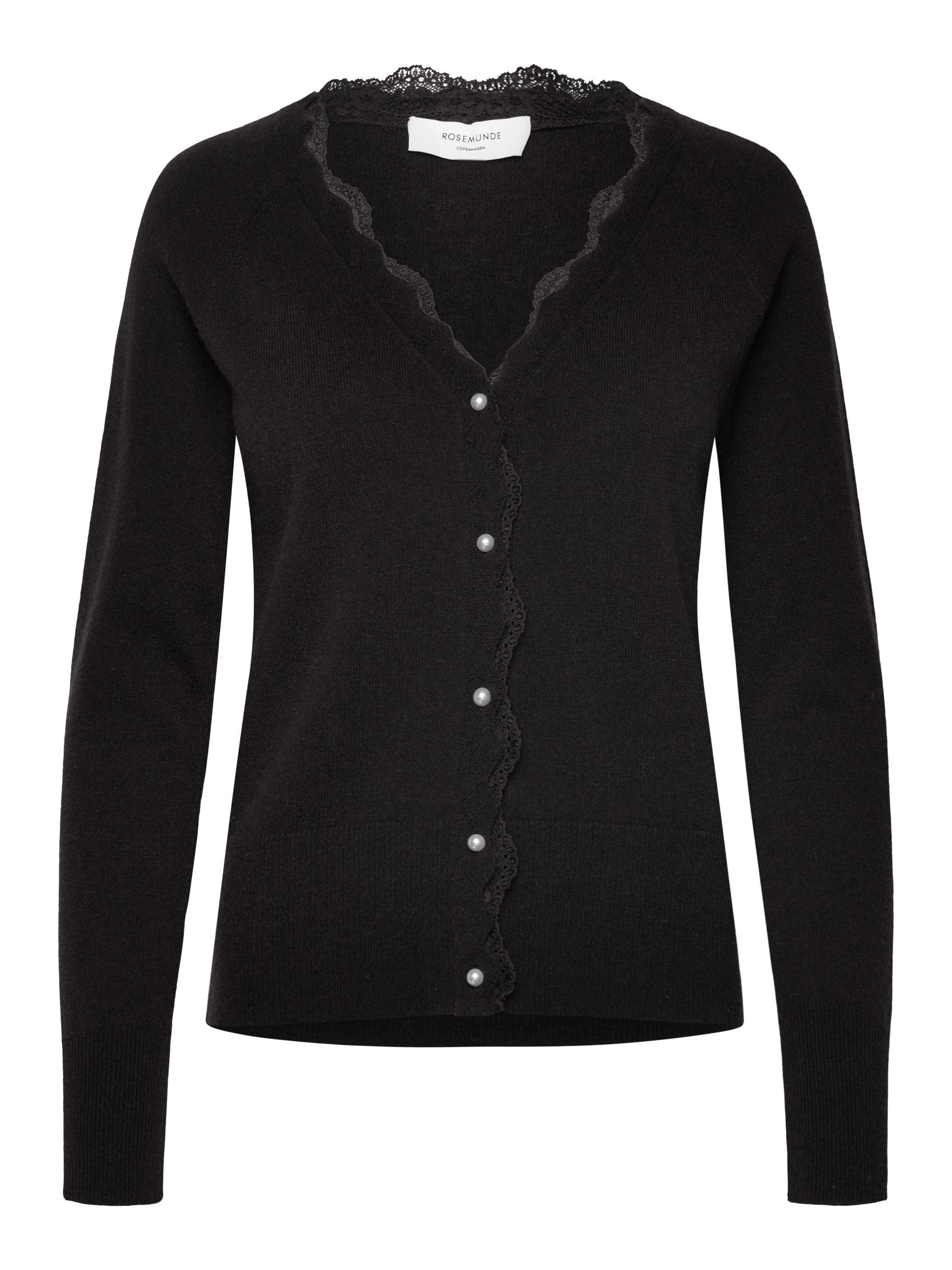 rosemunde Cardigan »Laica lace cardigan« Perlenknöpfe, Spitze, Langarm, V-Ausschnitt, feminin, Baumwollmix