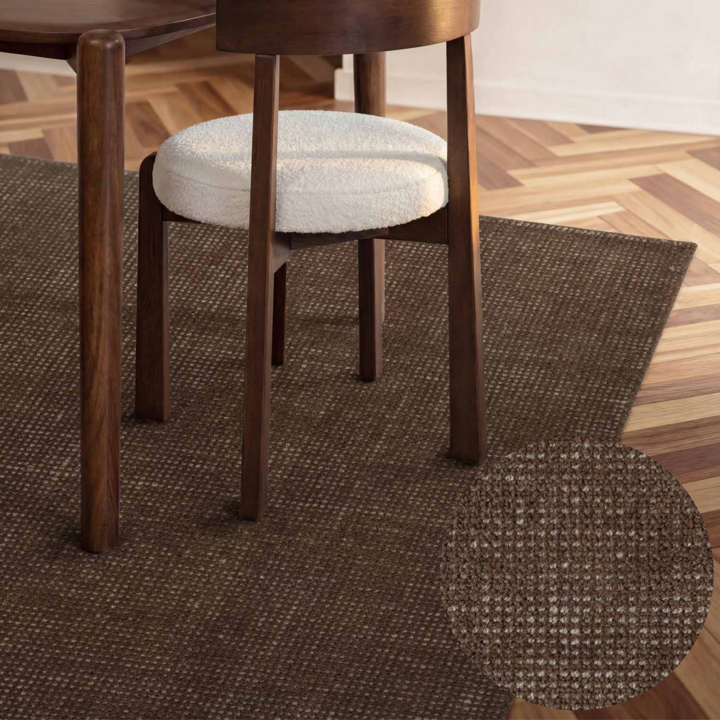 Ted Baker Greenwich Wool Rug Handwoven Living Room in Brown | Size: 160cm x 230cm