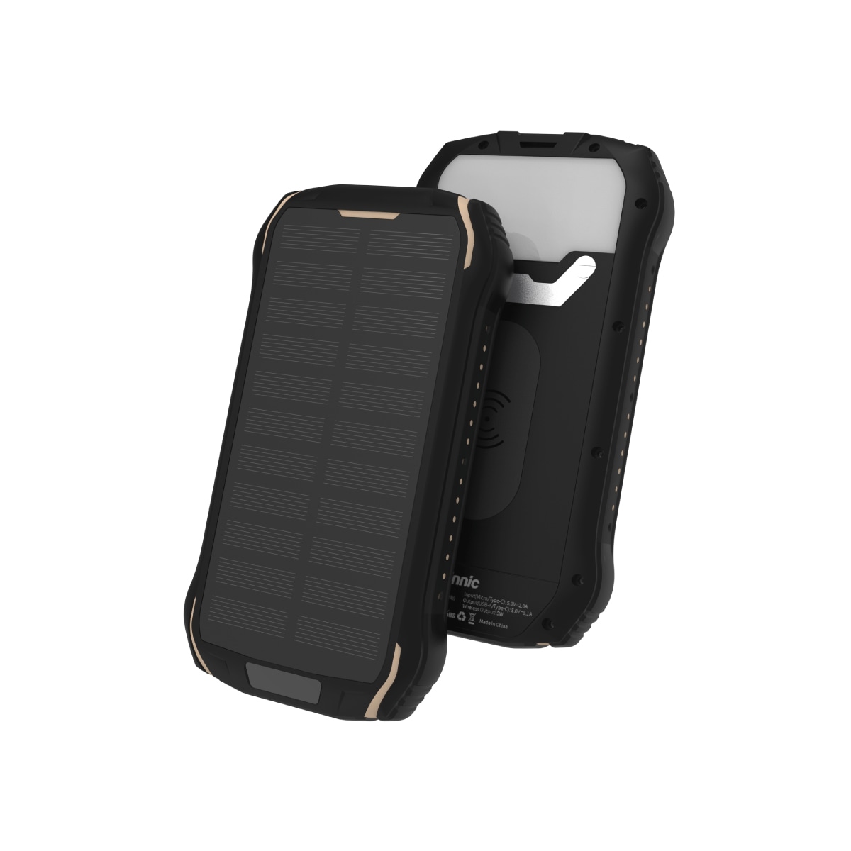 Vinnic Powerbank »SACA PEAK Solar Powerbank 10.000mAh IP65 1xUSB-C, 2xUSB-A«, Vinnic SACA PEAK Solar Powerbank 10.000mAh IP65 1xC 2xA,black