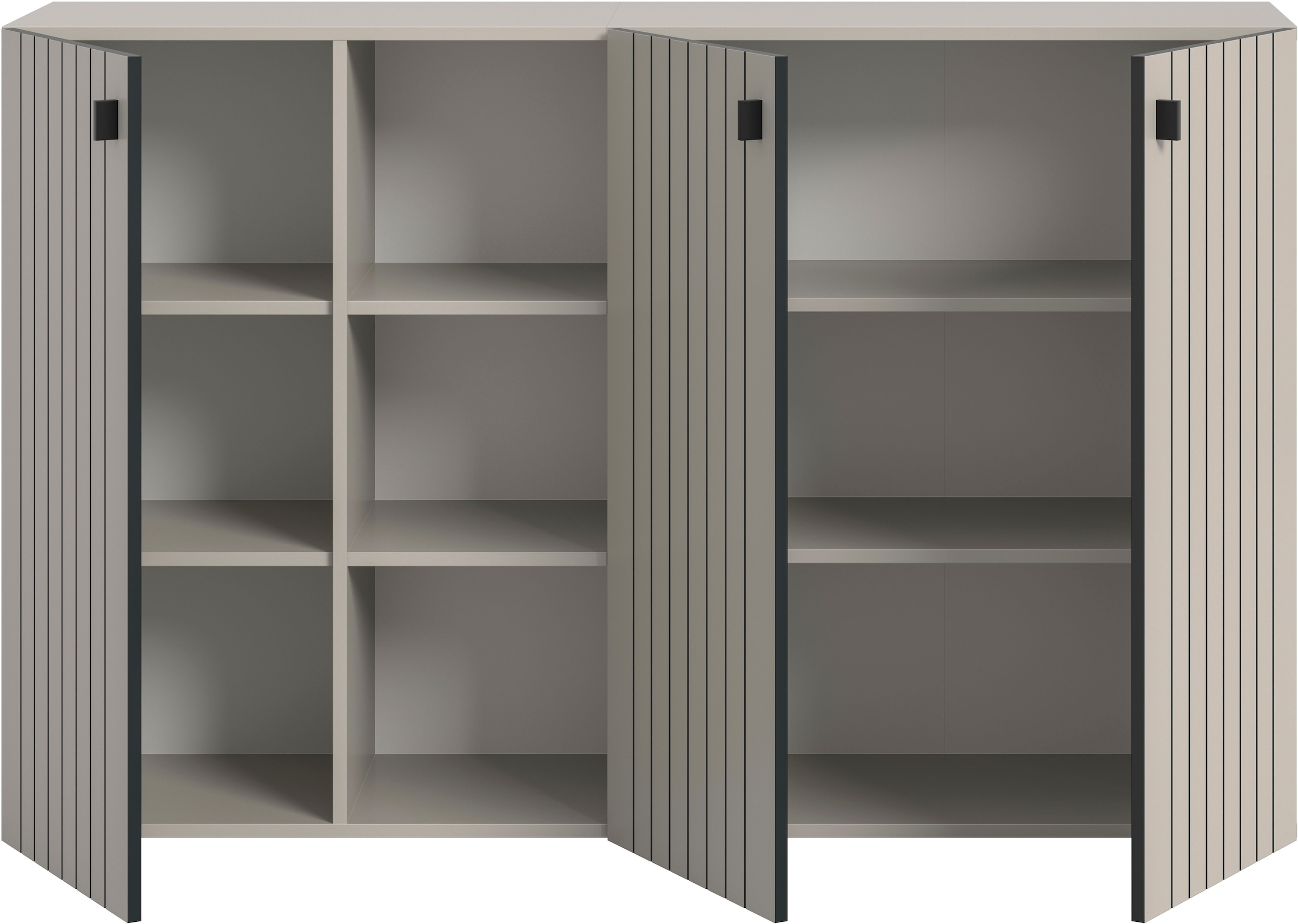 Home affaire Schuhschrank »TATIO, Breite 150 cm, Rillenoptik, offene Fächer, 3 Türen« 1 Stk. tlg. Garderobenschrank, Flurkommode, Kommode, Schuhschrank