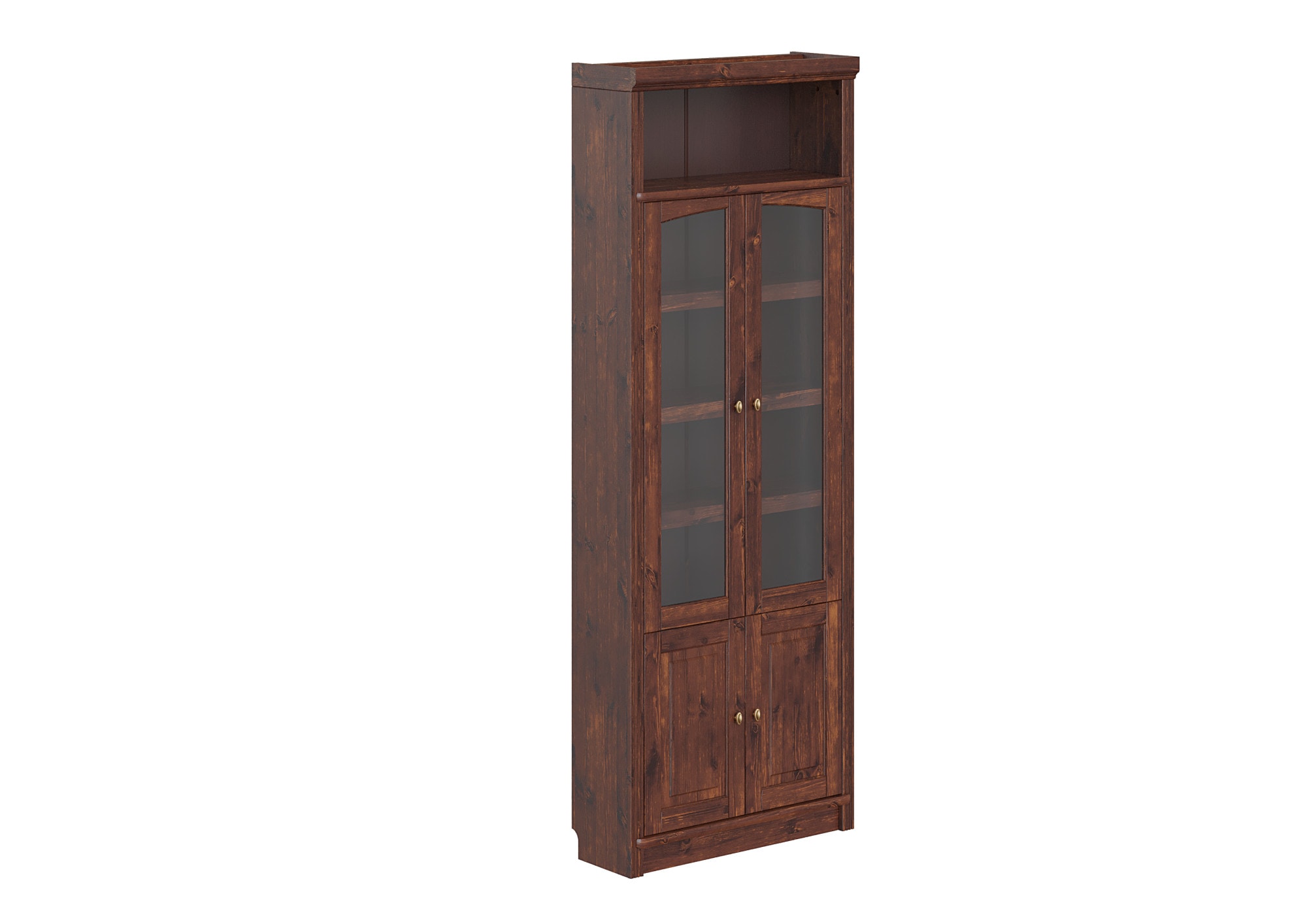 OTTO home Bibliothek »Soeren - 7-tlg. Set: mit 1 Regal B 80 cm., 1 Regal B 40 cm, 1 Eckregal« Set, 7 Stk. tlg. Inkl. 1 Vitrine,2 gerundeten Abschlussregalen und 1 Holzleiter,H220 cm