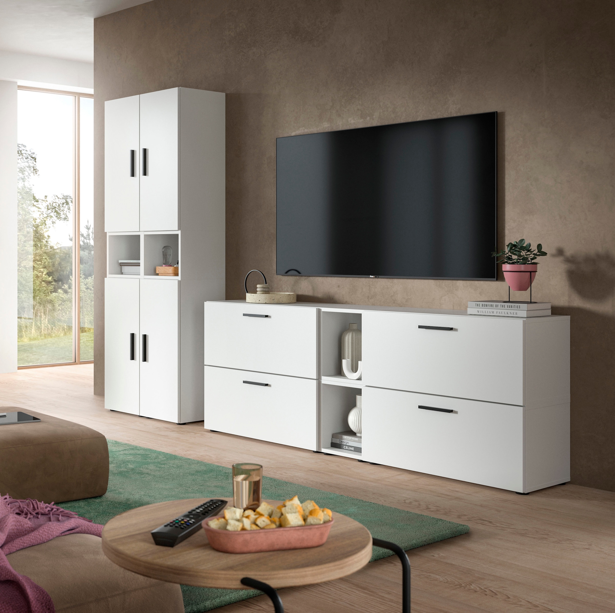 Home affaire Schrank-Set »ENESTE, 6-teilig, in verschiedenen Farben, individuell kombinierbar« verschiedenste Kombinationmöglichkeiten, stehend oder hängend, 2 Stk. tlg.