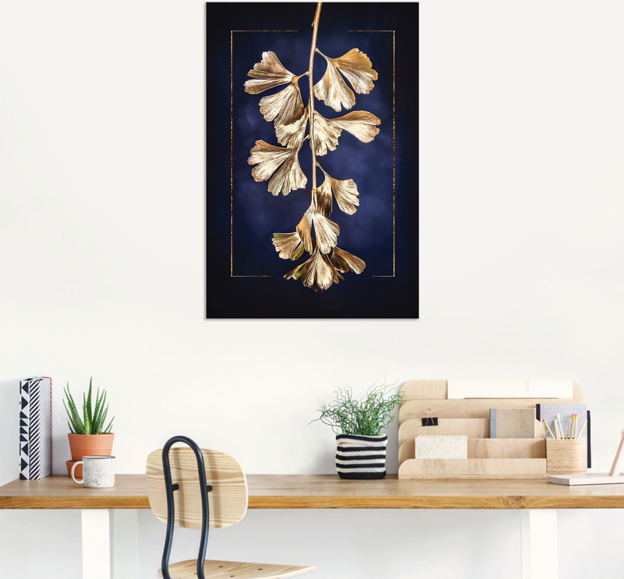 (1 Gingko«, »Goldener Wandaufkleber Artland oder Rechnung in Alubild, Poster versch. als Größen bestellen Leinwandbild, Blätterbilder, auf St.), Wandbild