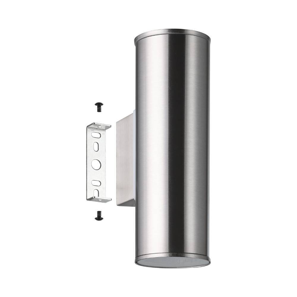 EGLO LED Außen-Wandleuchte »Riga Wandleuchte, Außenbeleuchtung, LED, Stahl in silber, IP44«, 2 flammig, Leuchtmittel GU10 | LED wechselbar, Eckmontage möglich, Up- und Down Light, Garten, Terrasse, 20x9,5x6,5cm