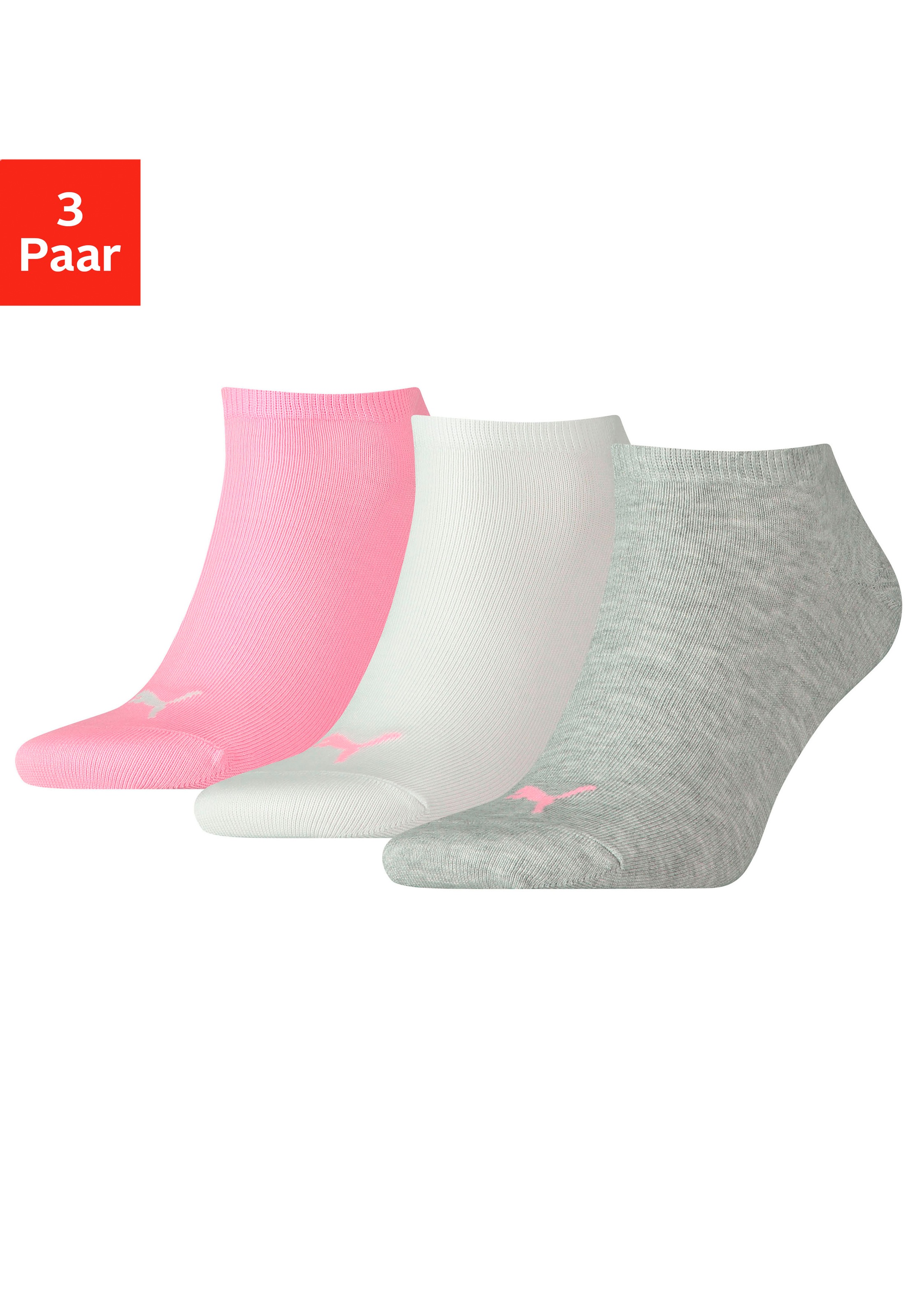 PUMA Sneakersocken, (3 Paar), mit eingestricktem Markenlogo