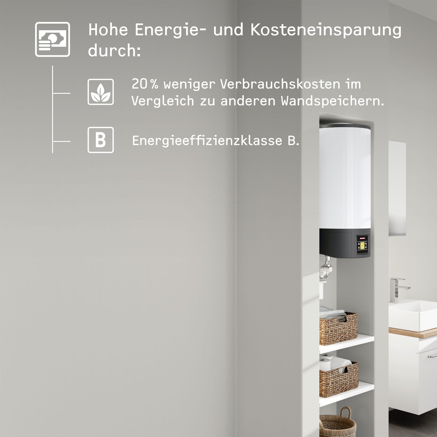 STIEBEL ELTRON Wandspeicher »EW-V 50 ECO«, LC-Display, geringer Bereitschaftsenergieverbrauch, druckfest