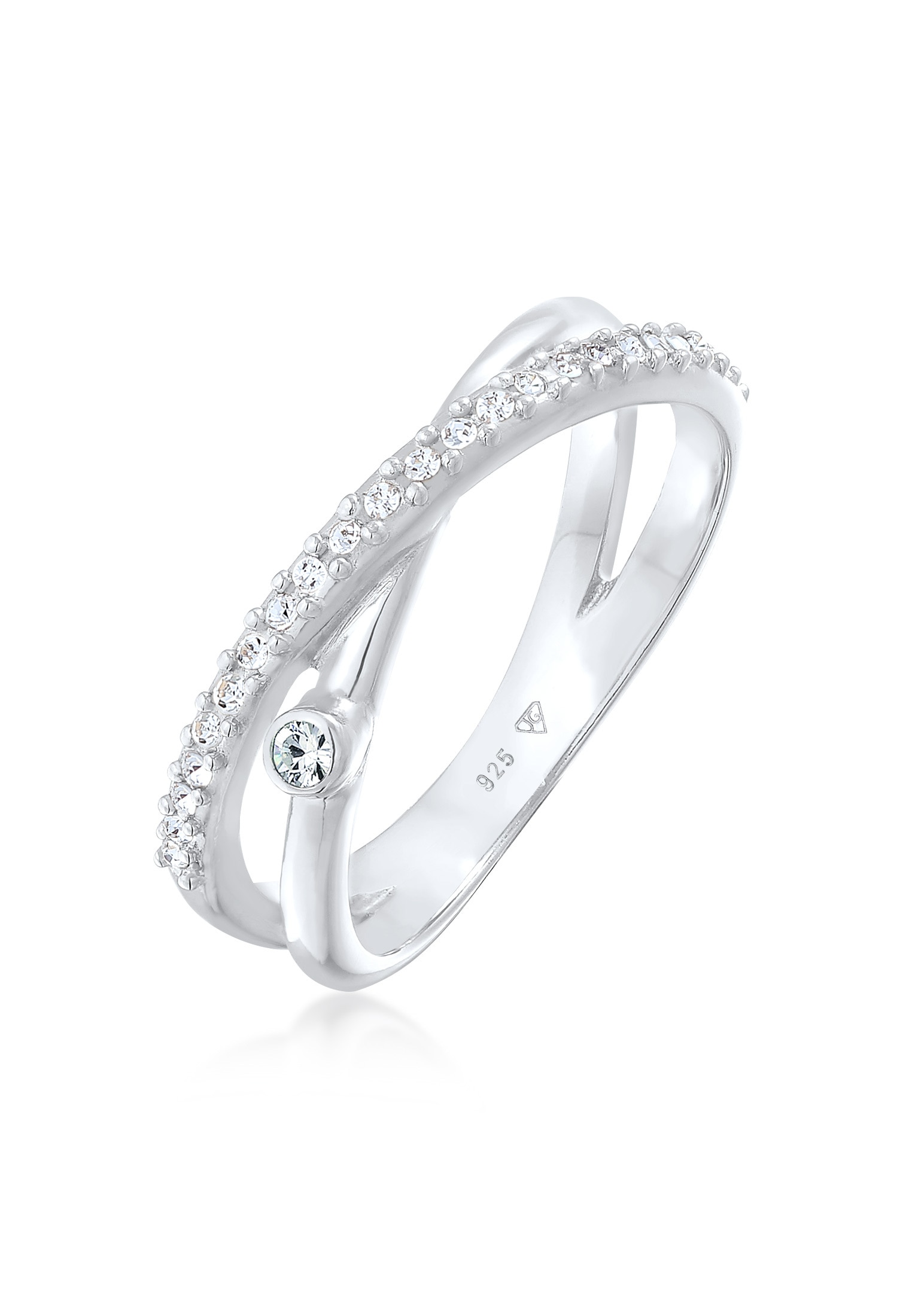 Elli Fingerring »Ring Wickelring X Kristalle Glamour 925 Silber«