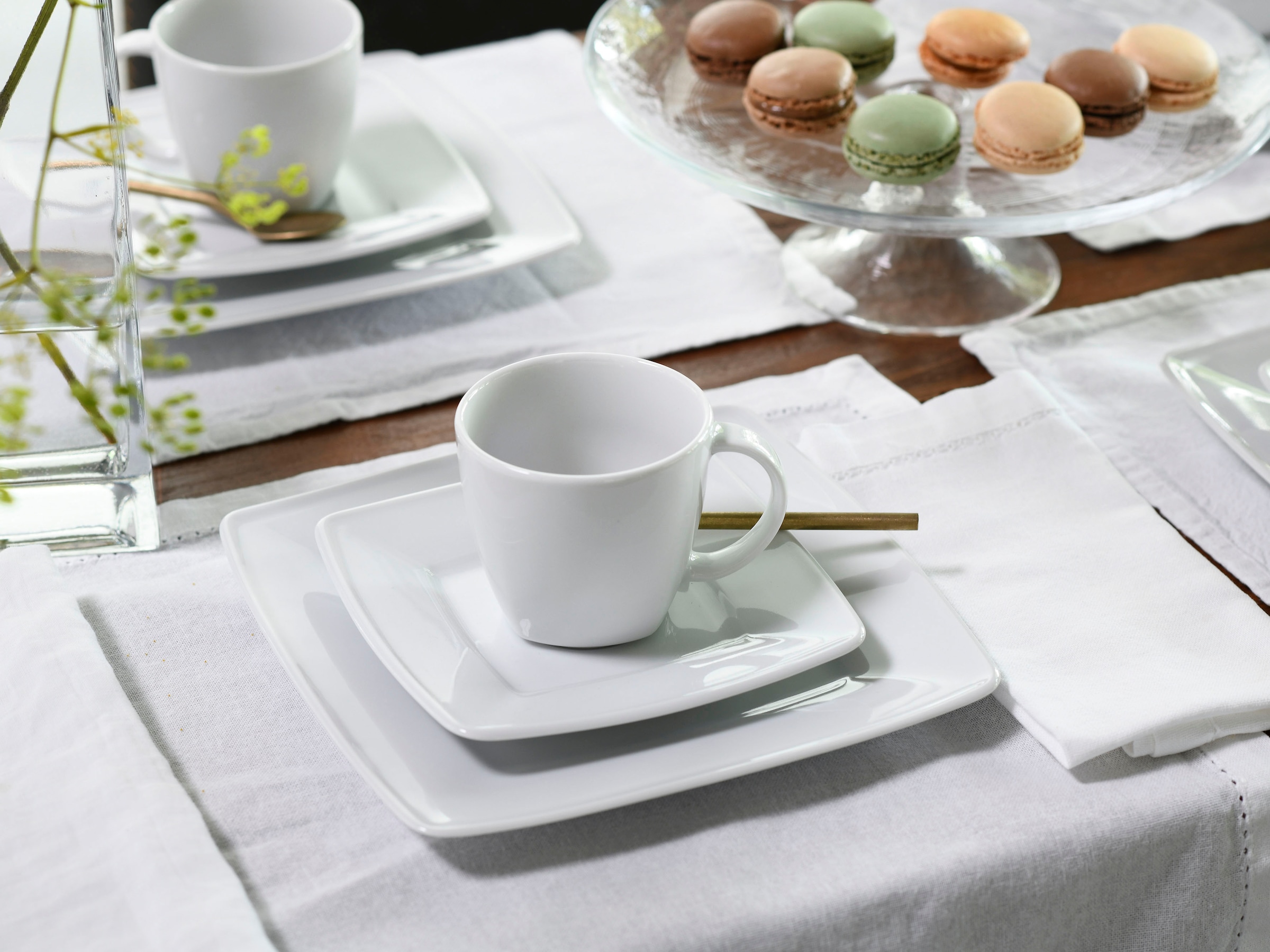 CreaTable Kaffeeservice »Victoria Weiss«, (Set, 18 tlg.), abgerundete, quadratische Form