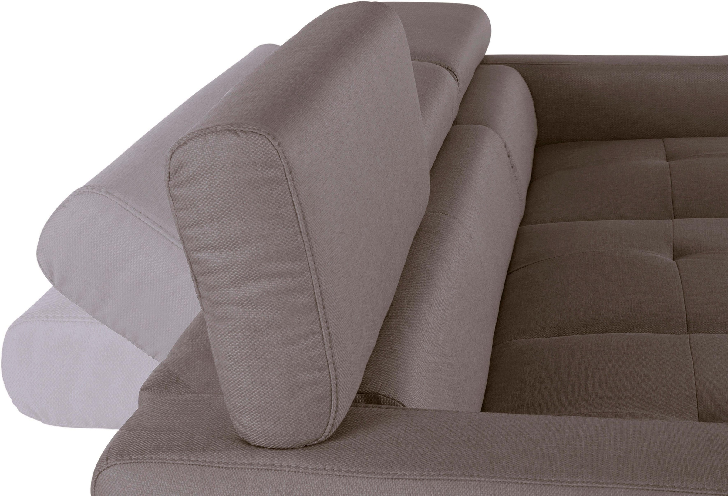 COTTA Polstergarnitur »Sammy L-Form«, (Set), Set bestehend aus: Ecksofa mit Kopfteilverstellung & Hocker