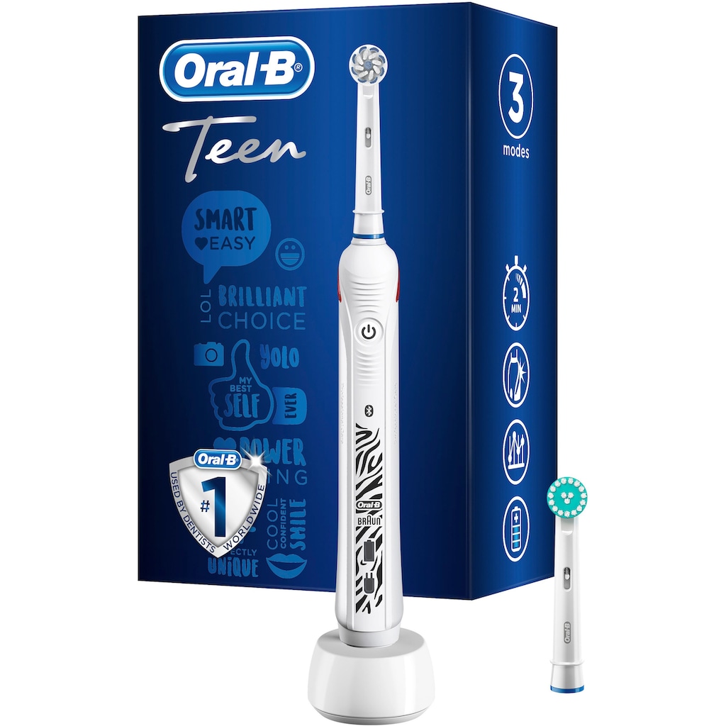 Oral-B Elektrische Zahnbürste »Teen White«, 2 St. Aufsteckbürsten