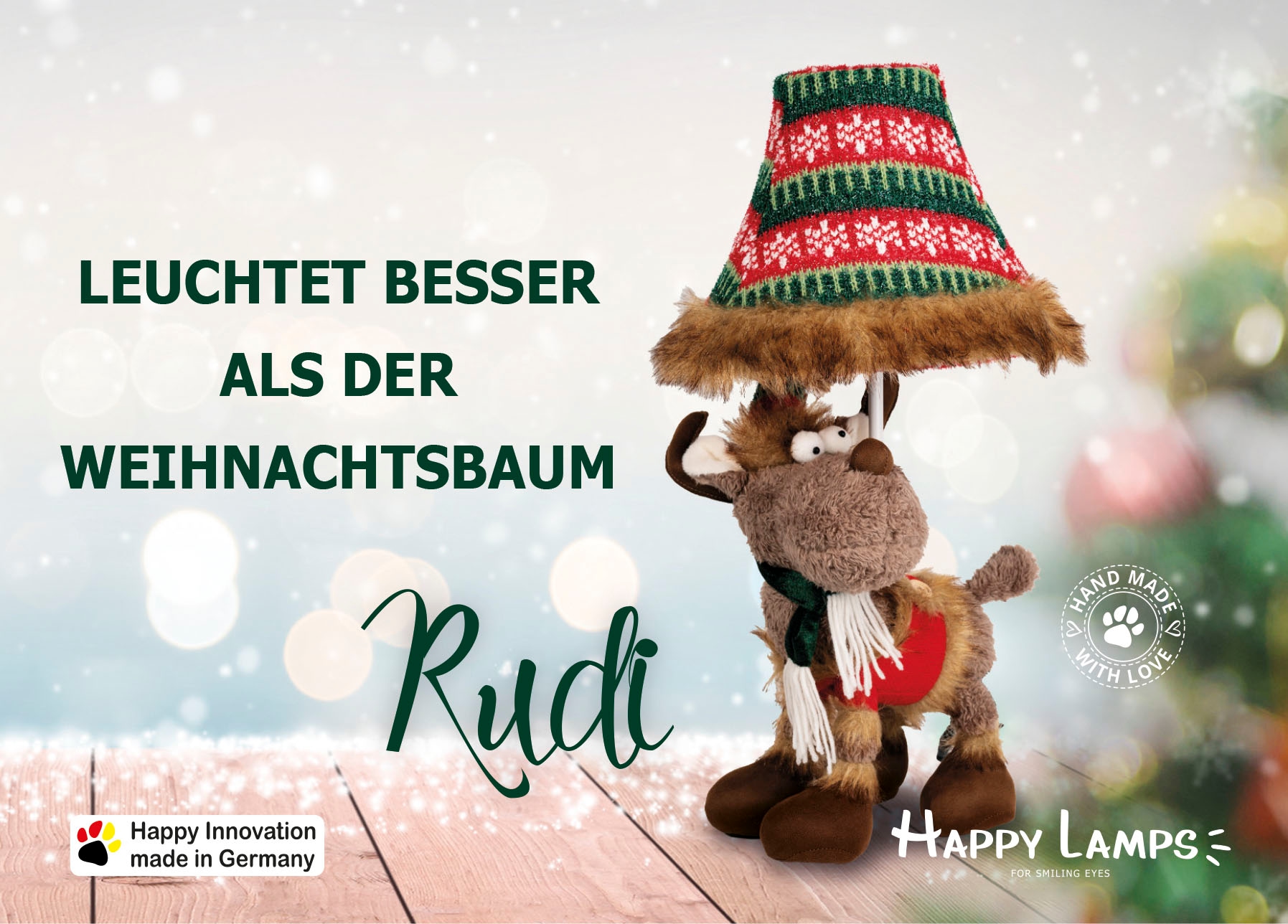 Happy Lamps for smiling eyes LED Tischleuchte »Rudi das Rentier« GU 5,3 1 Stk. Warmweiß Hochwertig, Einzigartig