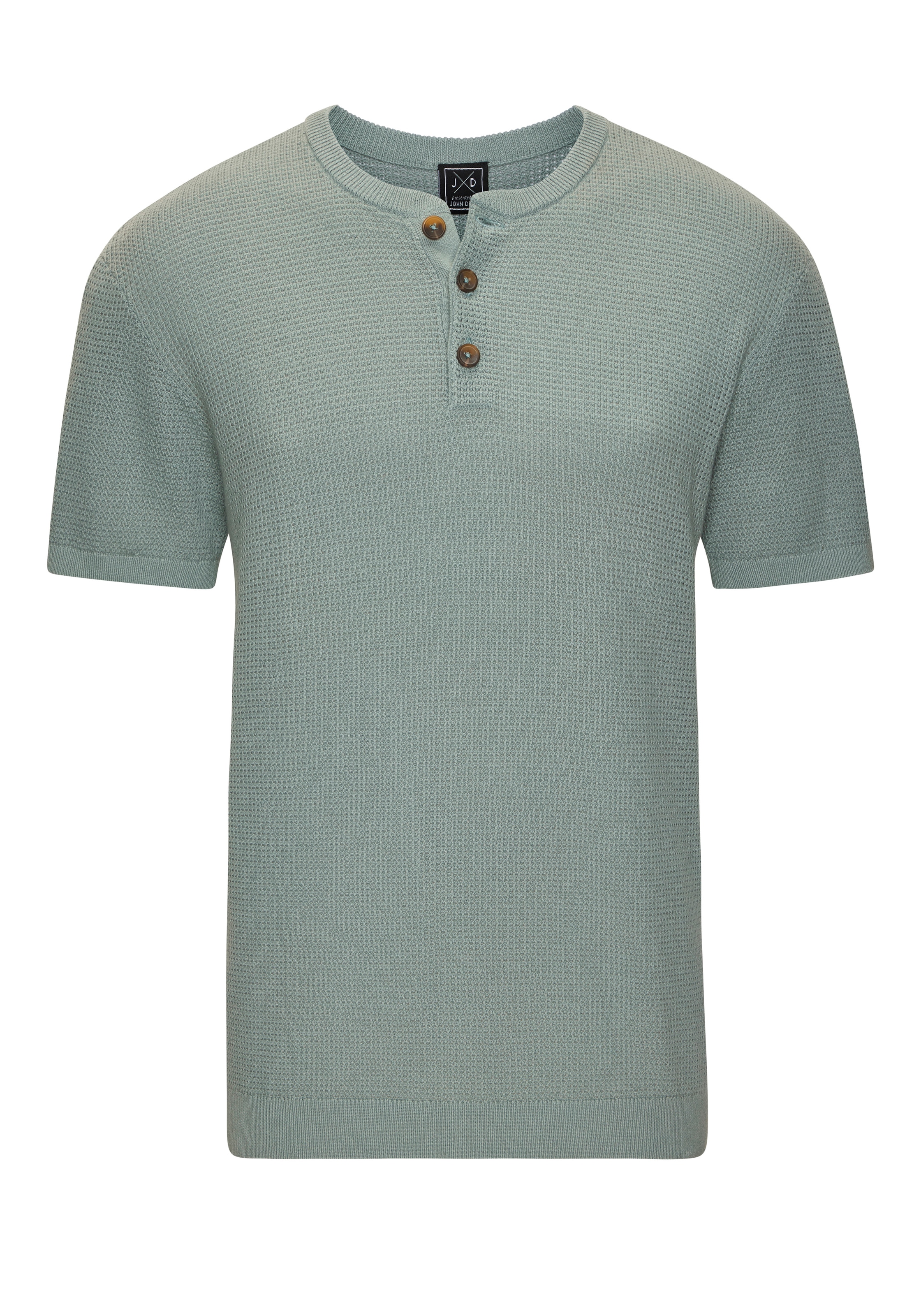 John Devin Henleyshirt »- Strickshirt« Rundhalsausschnitt mit kleiner Knopfleiste
