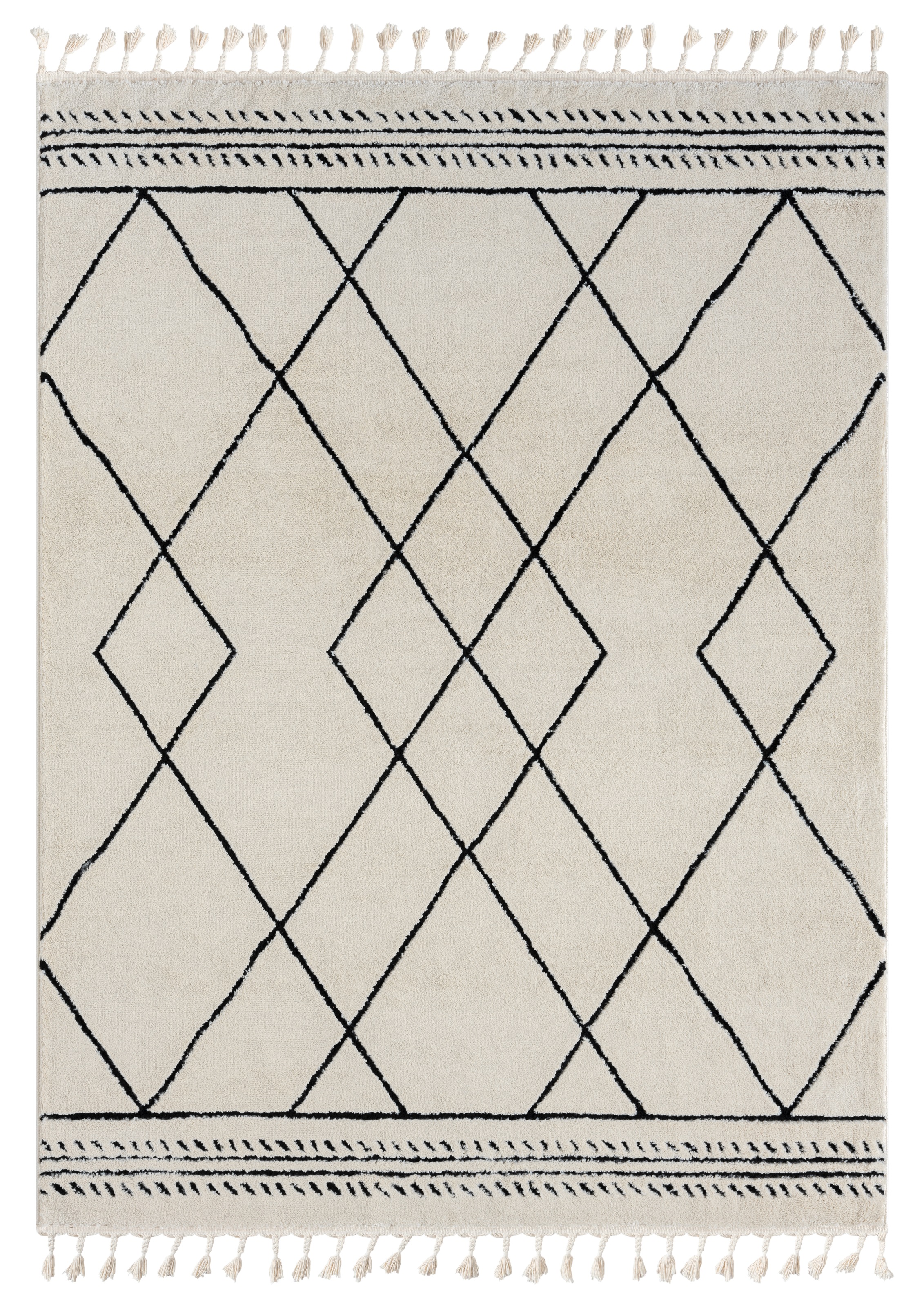 Myflair Möbel & Accessoires Hochflor-Teppich »Moroccan Design Lagerräumung«, rechteckig, 24 mm Höhe, modern, marokkanisches Design, Rauten Muster, weich durch Hochflor