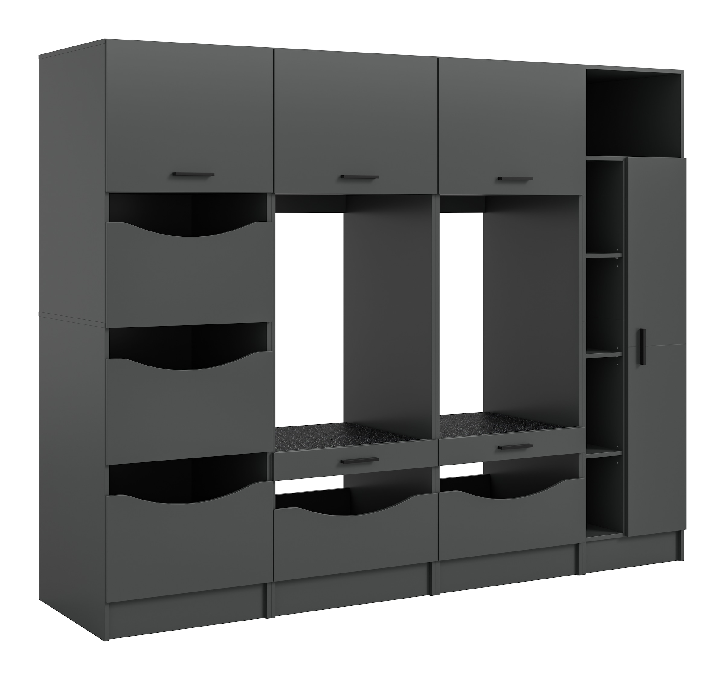 welltime Mehrzweckschrank-Set "FALAS, 4-teilig, Hauswirtschaftsraum Set, Breite 242 cm" 2x Waschmaschinenumbauschrank, 1x Wäscheschrank & 1x Mehrzweckschrank
