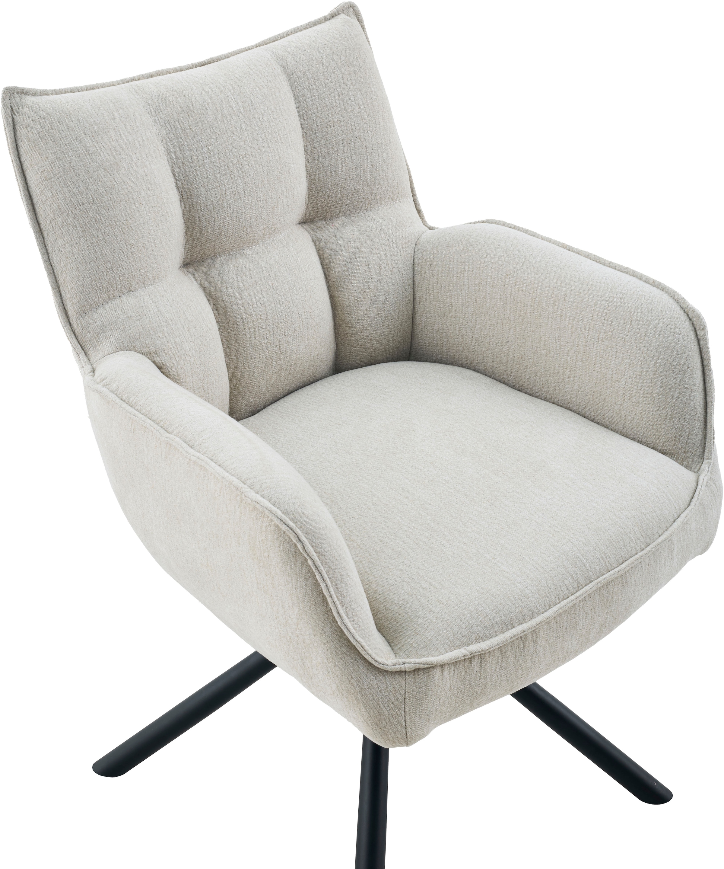 OTTO home Esszimmerstuhl »GEORGIA, 2er-Set, in Massivholz und Metallgestell erhältlich« (Set) 2 Stk.360° drehbar mit Auto Return, Federkorb, Armlehnen, 120kg belastbar