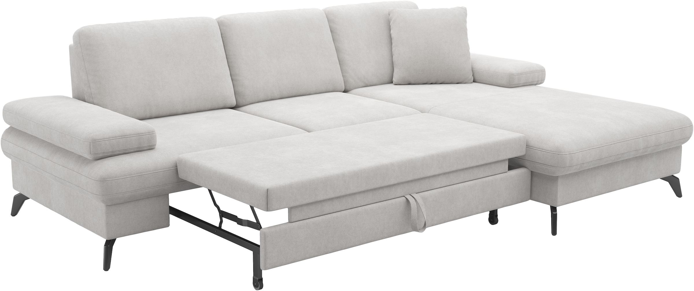 sit&more Ecksofa »Morris Jubi L-Form, inklusive XXL-Liegefläche, bzw. Schlaffunktion«, Bettfunktion, Armteilverstellung und 1 Zierkissen