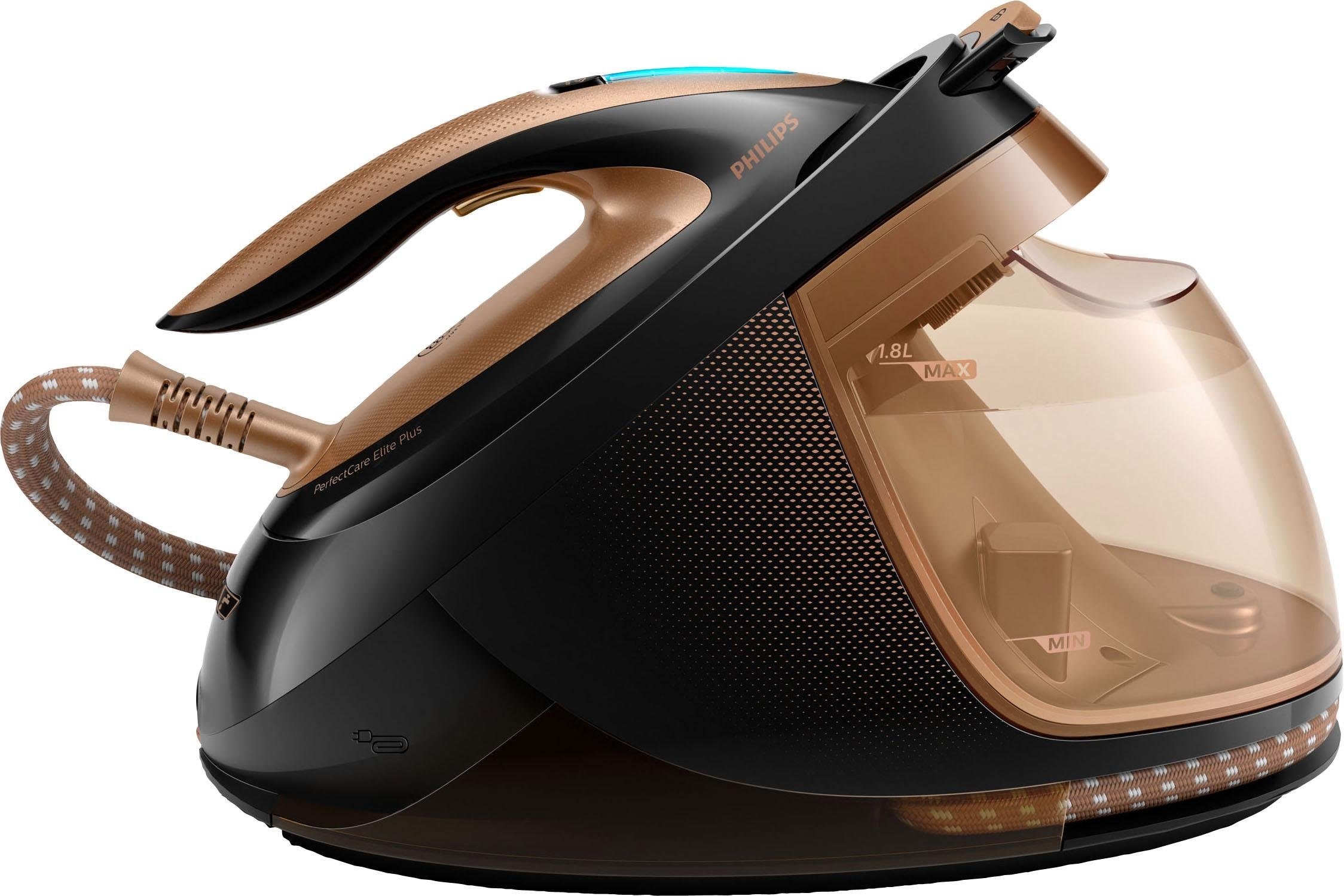 Philips Dampfbügelstation »GC9682/80 PerfectCare Elite Plus«, inkl. Bügelbrett GC221/98, T-IonicGlide Premium-Bügelsohle