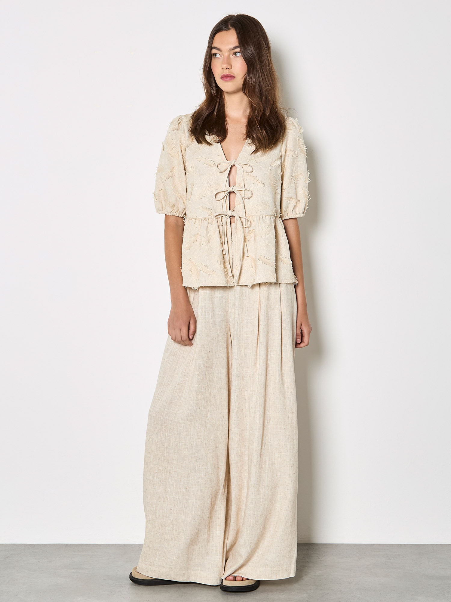 Apricot Blusentop »Bluse aus Leinenmischung« mit Stickerei