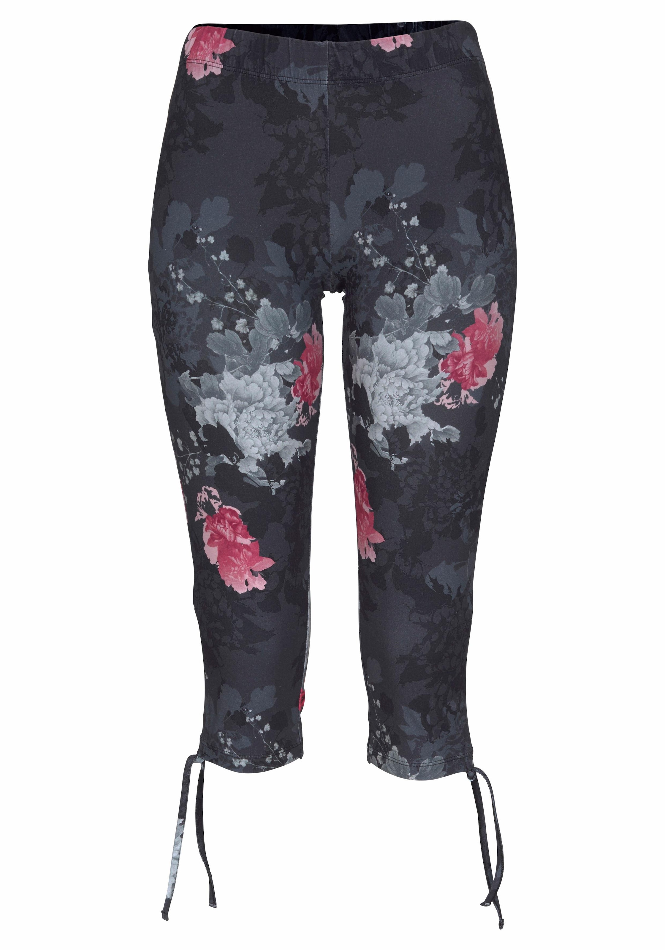 Venice Beach Caprileggings, mit seitlicher Raffung und Alloverdruck, 3/4-Länge, Stretch