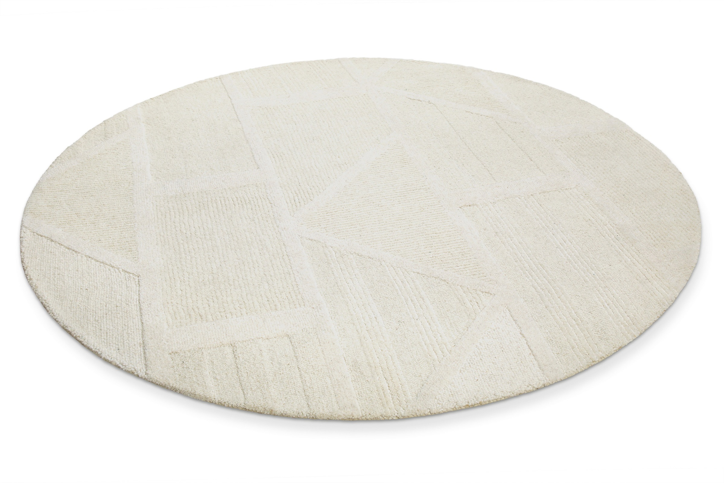 Wecon home Wollteppich »Hamptons FIVETEEN«, rund, 15 mm Höhe, Schurwolle, Kurzflor, Wohn- & Schlafzimmer, elegant, Hoch-Tief-Effekt
