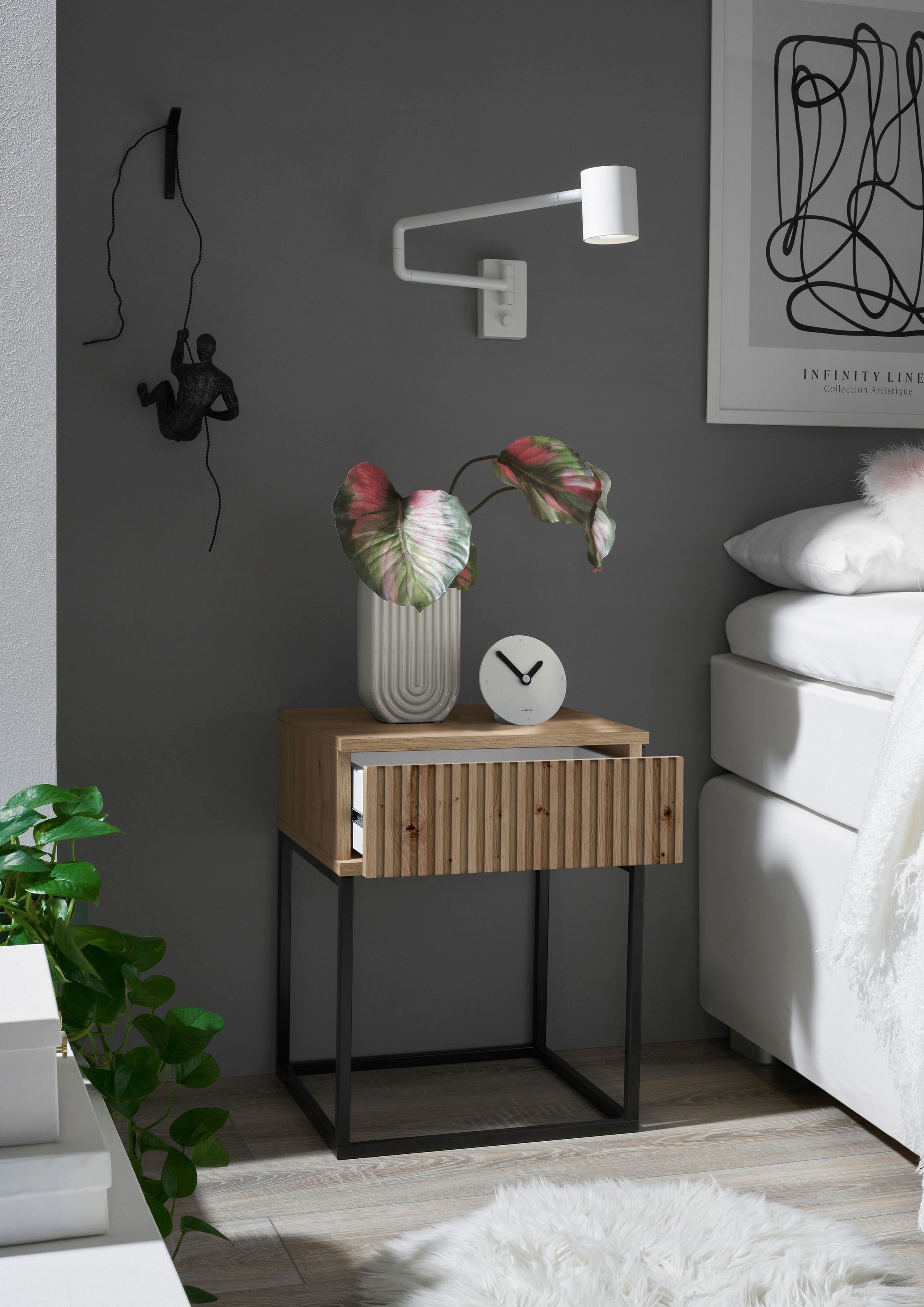 Schlafkontor Nachtkommode »Marle Nachtkonsole, Nachtkästchen auf Metall-Fußgestell«