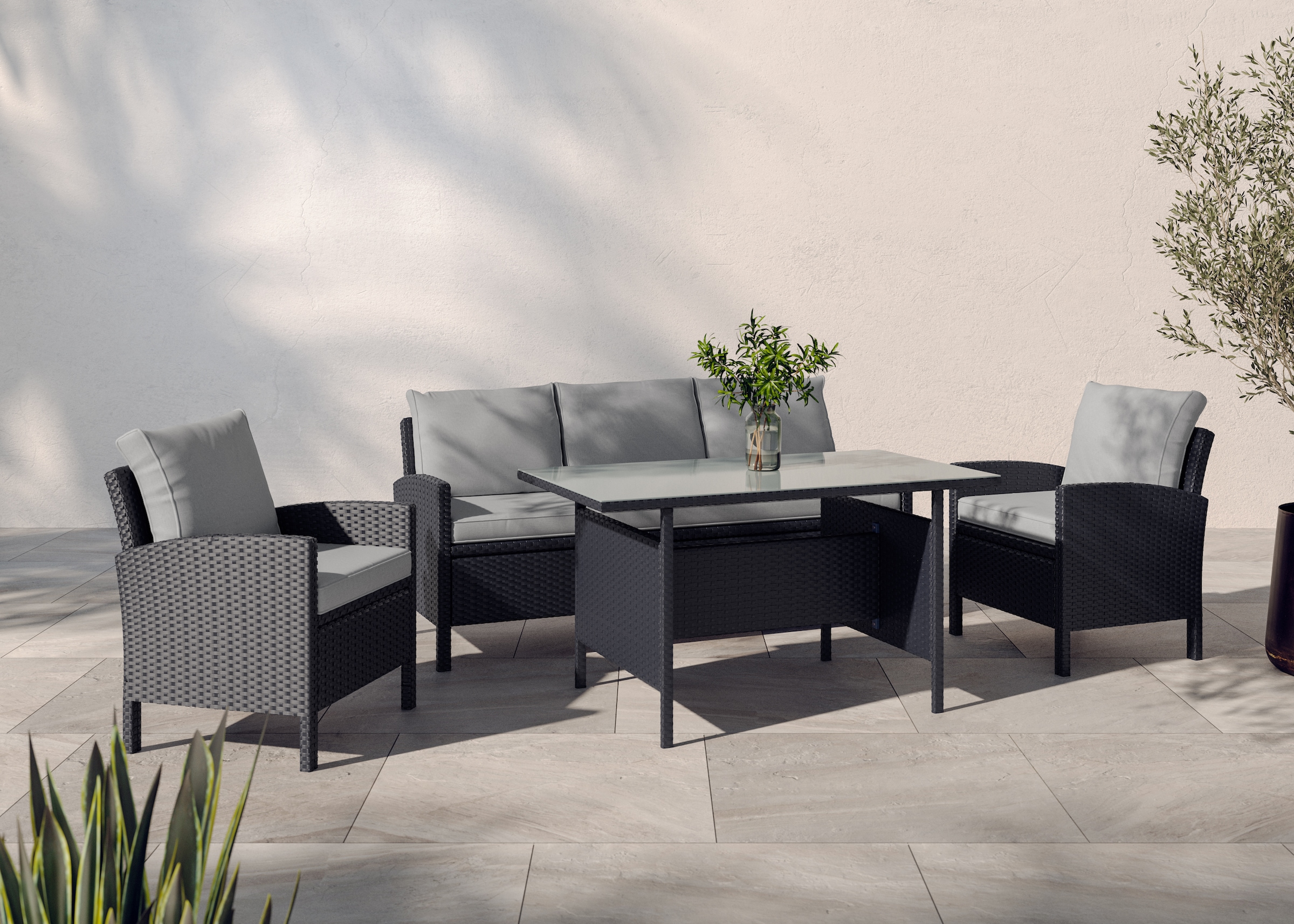 KONIFERA Gartenlounge-Set »»Brooklyn««, (Set, 12 tlg., 1x 3er Sofabank, 2 Sessel, Tisch...