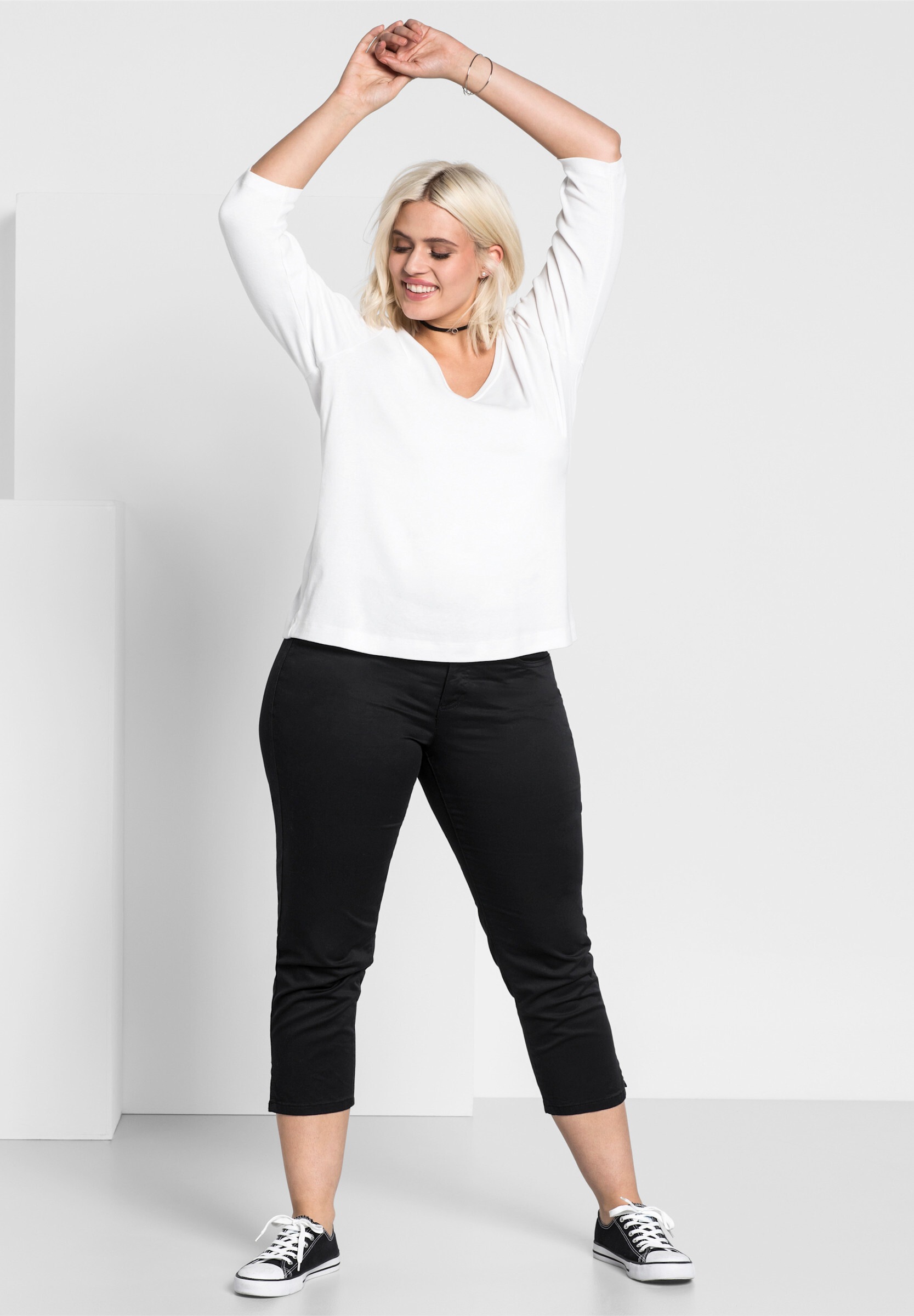 Sheego 5-Pocket-Hose »7/8-Hose 7/8-Hose in schmaler Form, aus Twill«  aus elastischem Baumwoll-Twill