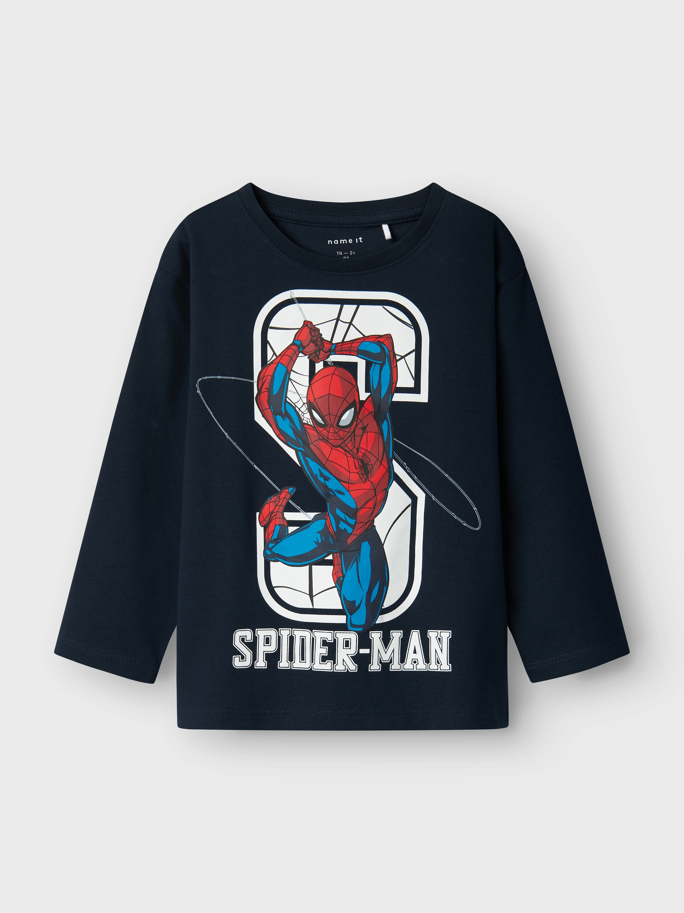 Name It Langarmshirt »NMMNITIN SPIDER NREG LS TOP NOOS MAR« mit großem Spiderman-Frontmotiv