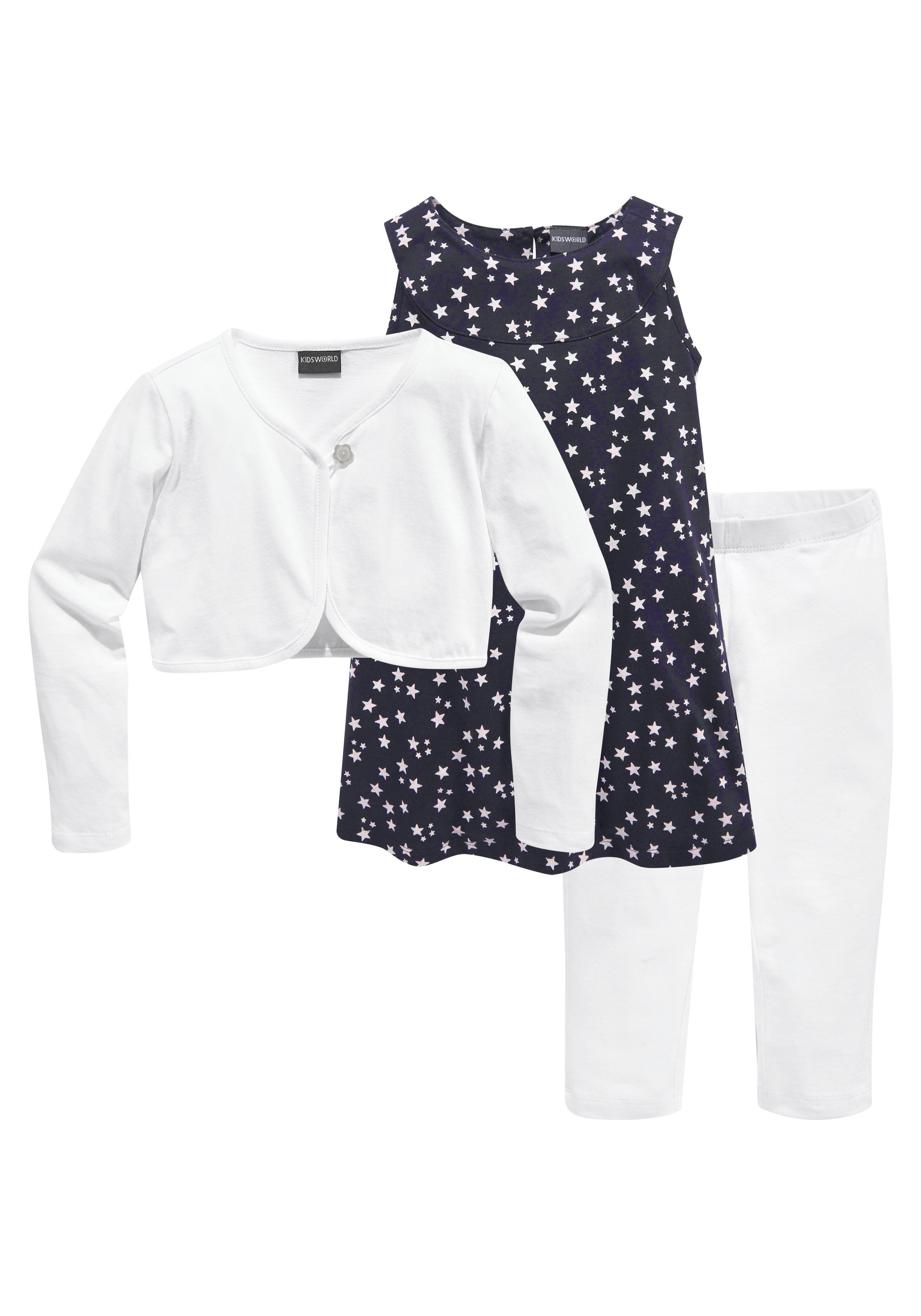 KIDSWORLD Bolero, Kleid & Leggings, (Set), mit Sternchendruck