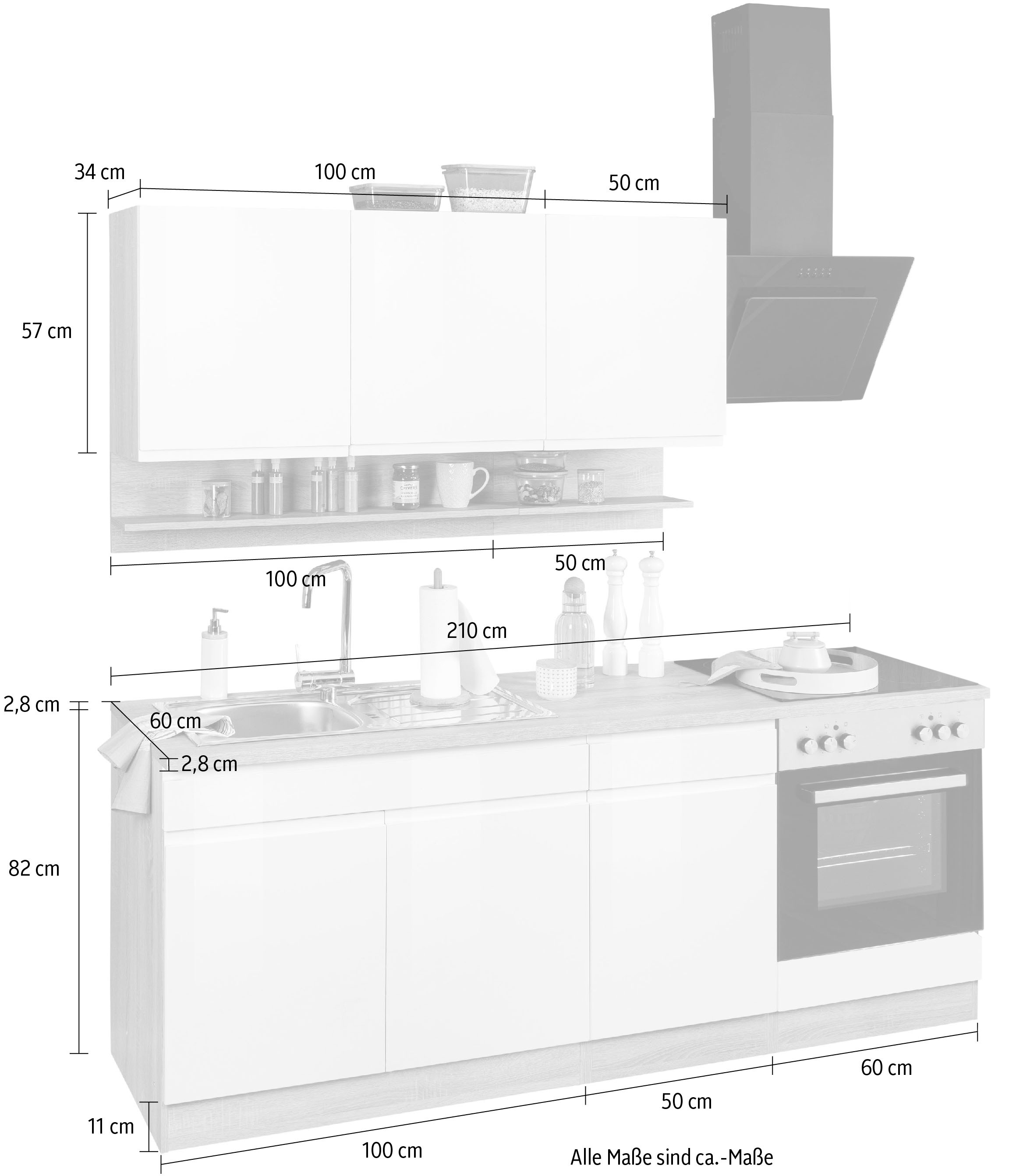 HELD MÖBEL Küche »Virginia«, Breite 210 cm, mit oder ohne E-Geräte bequem  kaufen