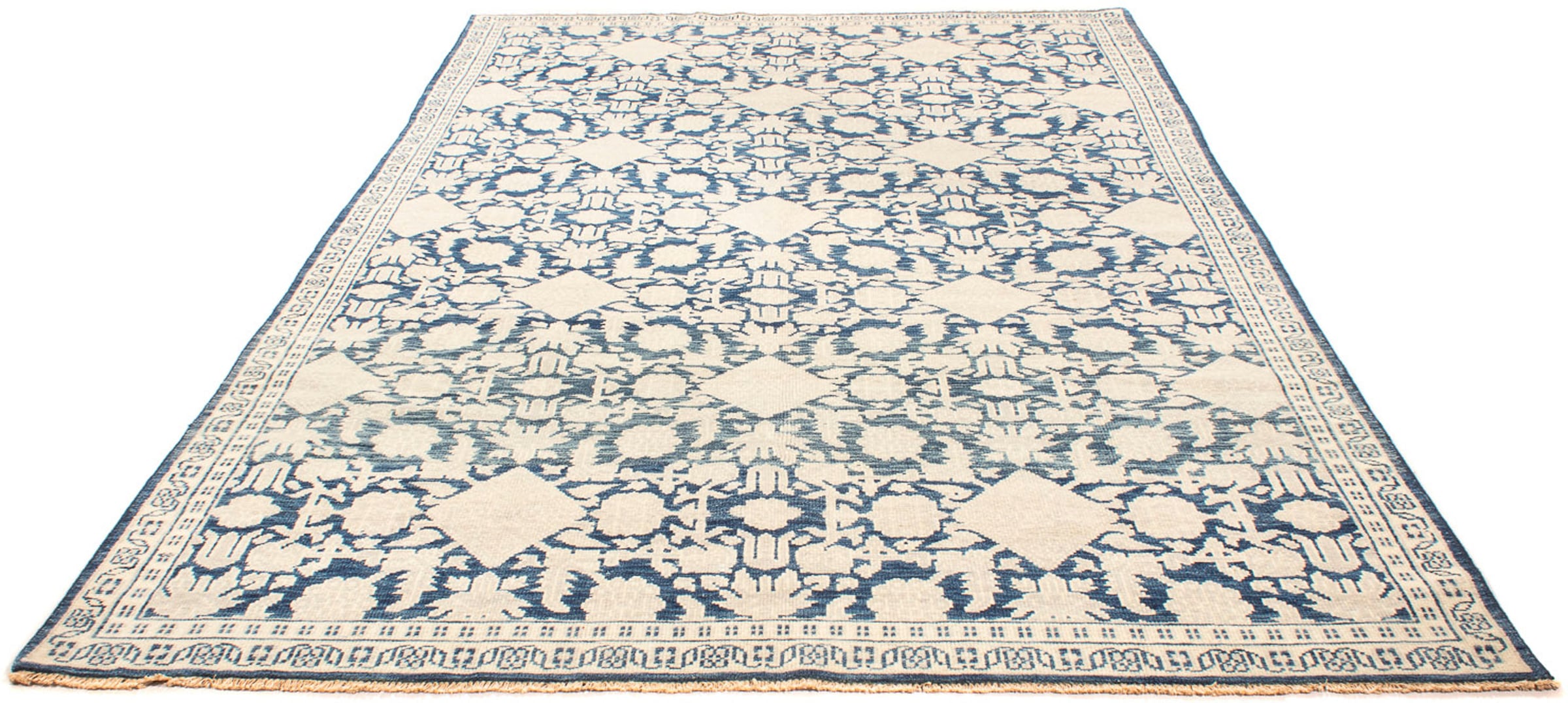 morgenland Designteppich »Designer - 279 x 185 cm - dunkelblau«, rechteckig, Wohnzimmer, Handgeknüpft, Einzelstück mit Zertifikat